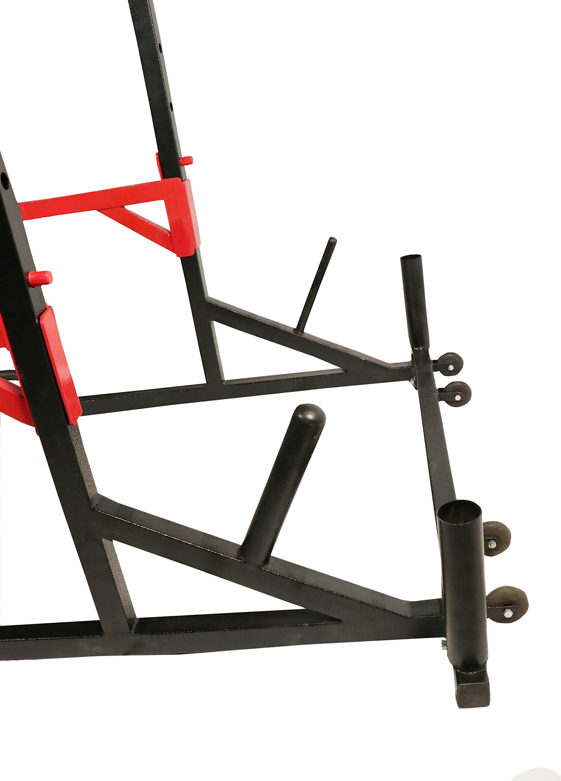 BULLAR Heavy-Duty Adjustable Power Squat Rack Pro – Triangle Base, Safety Lock, 500 lb Load Capacity
