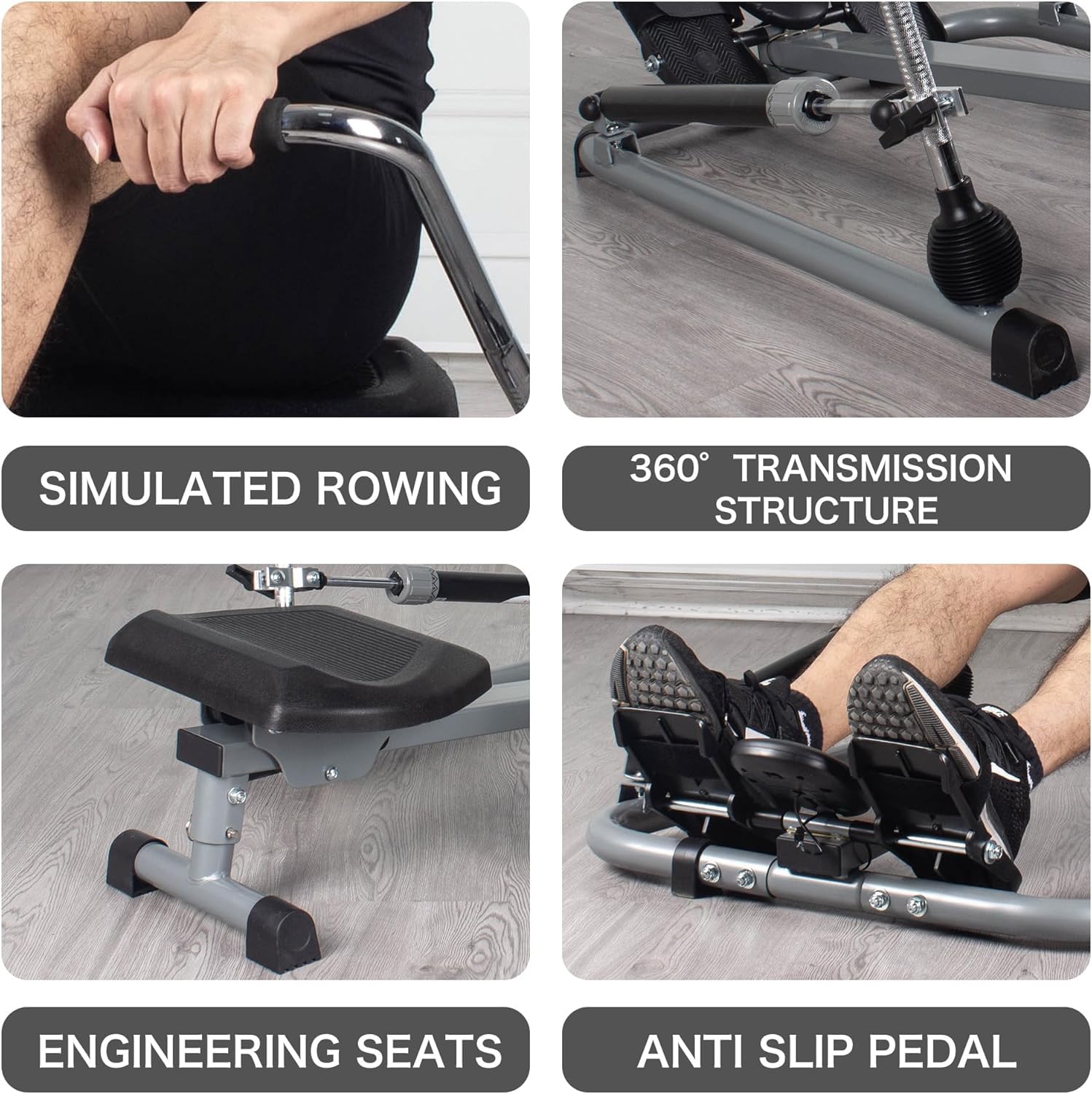 Leikefitness Foldable Hydraulic Rowing Machine – Adjustable Resistance & LCD Monitor, Compact Home Rower
