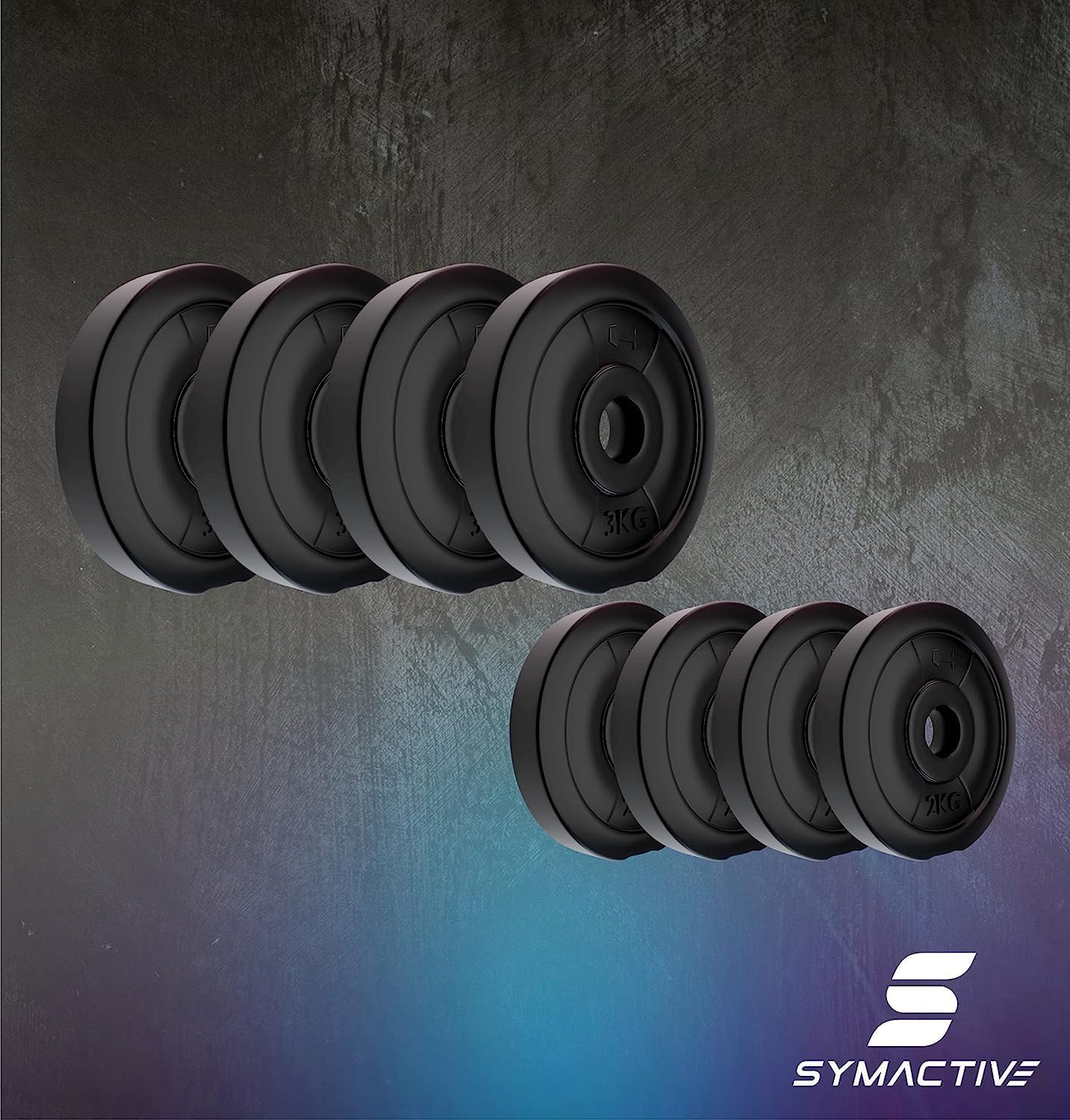 Amazon Brand Symactive PVC Accessories Set for Home Gym – Includes Curl & Dumbbell Rods, Gym Bag