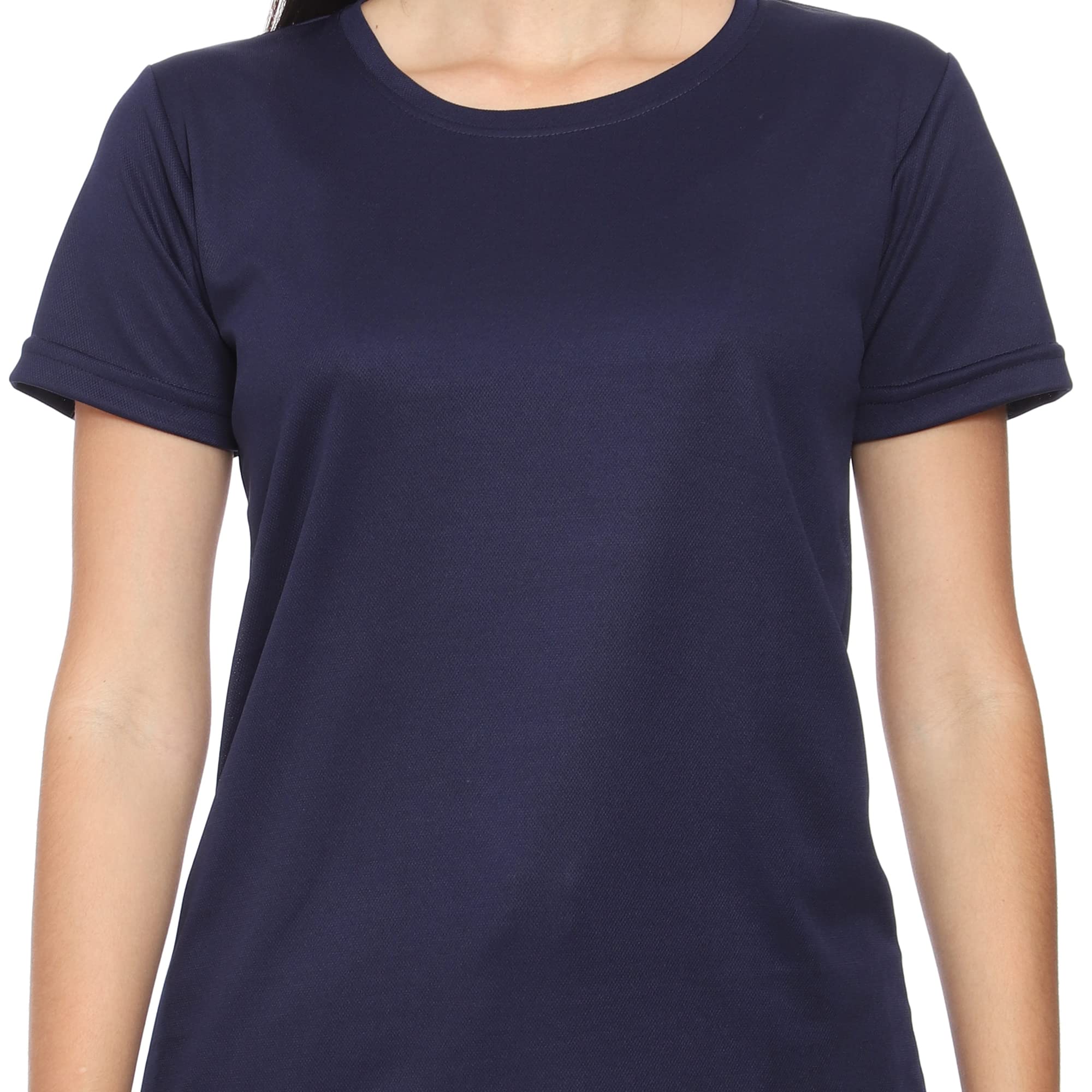 Urban Komfort Women's Navy Blue Split-Back Workout T-Shirt – Size 2XL