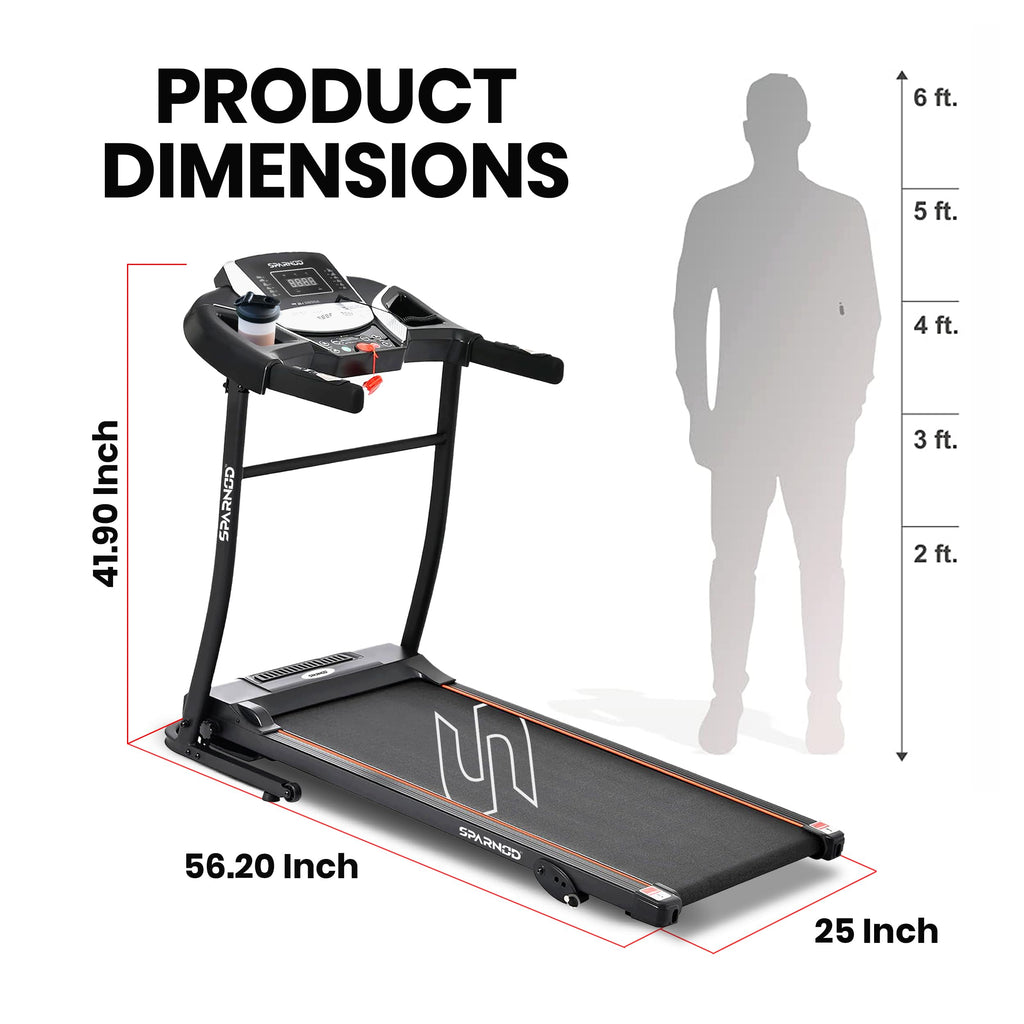 Sparnod Fitness STH-1200 Motorized Folding Treadmill – 4 HP Peak, 12 km/h, 12 Preset Workouts, Bluetooth & Hi-Fi Speakers