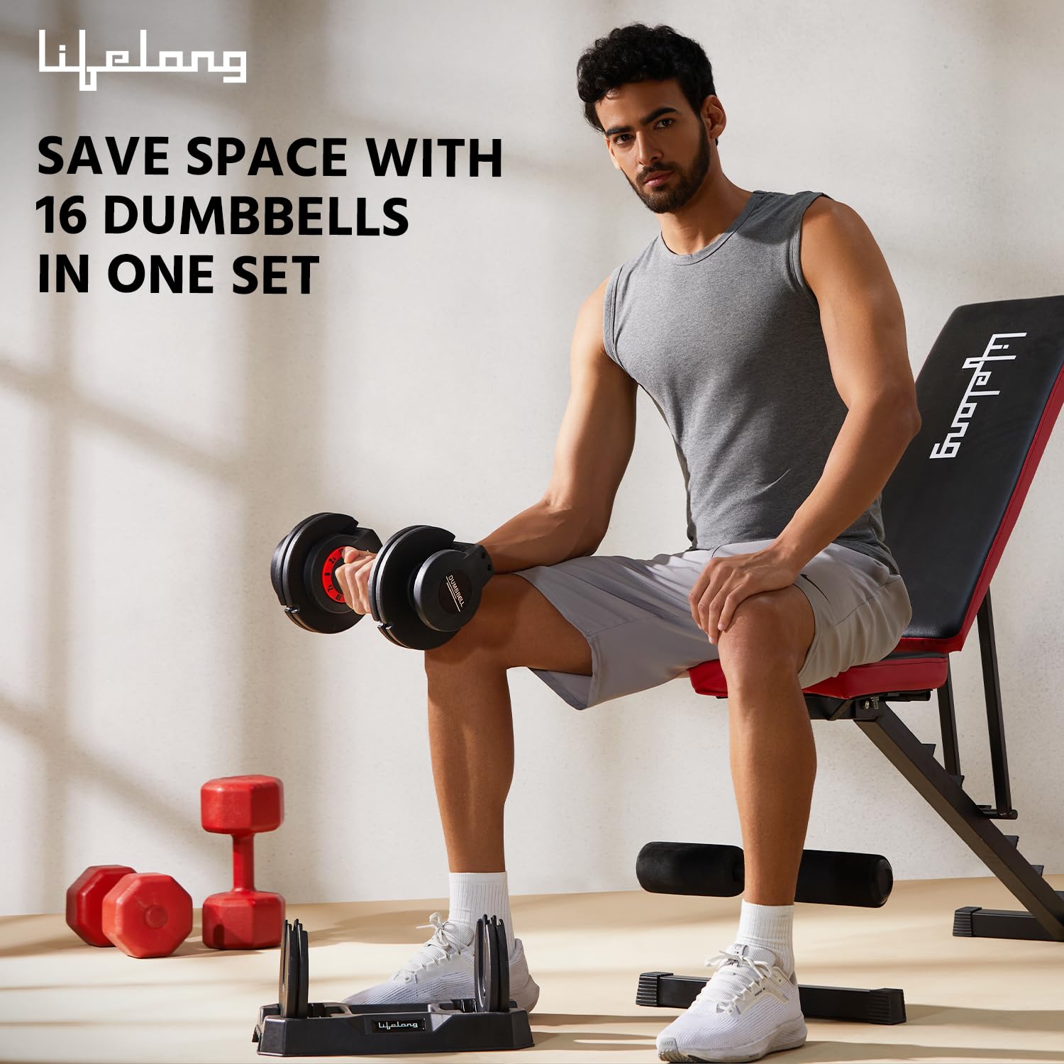 Lifelong Adjustable Dumbbells – 2.3 kg to 20 kg in One Compact Set