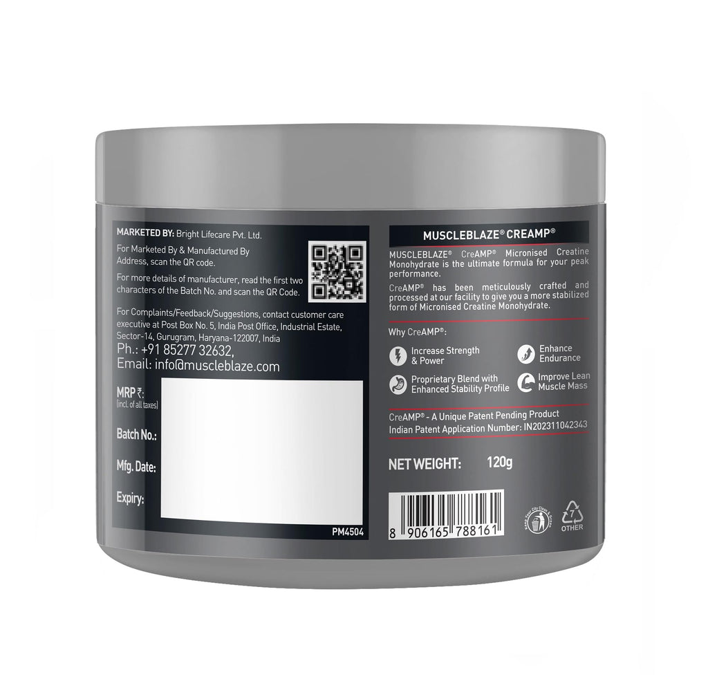 MuscleBlaze CreAMP Micronised Creatine Monohydrate (Watermelon Kool Aid) – 80 Servings / 320 g, Trustified Certified Creatine Supplement
