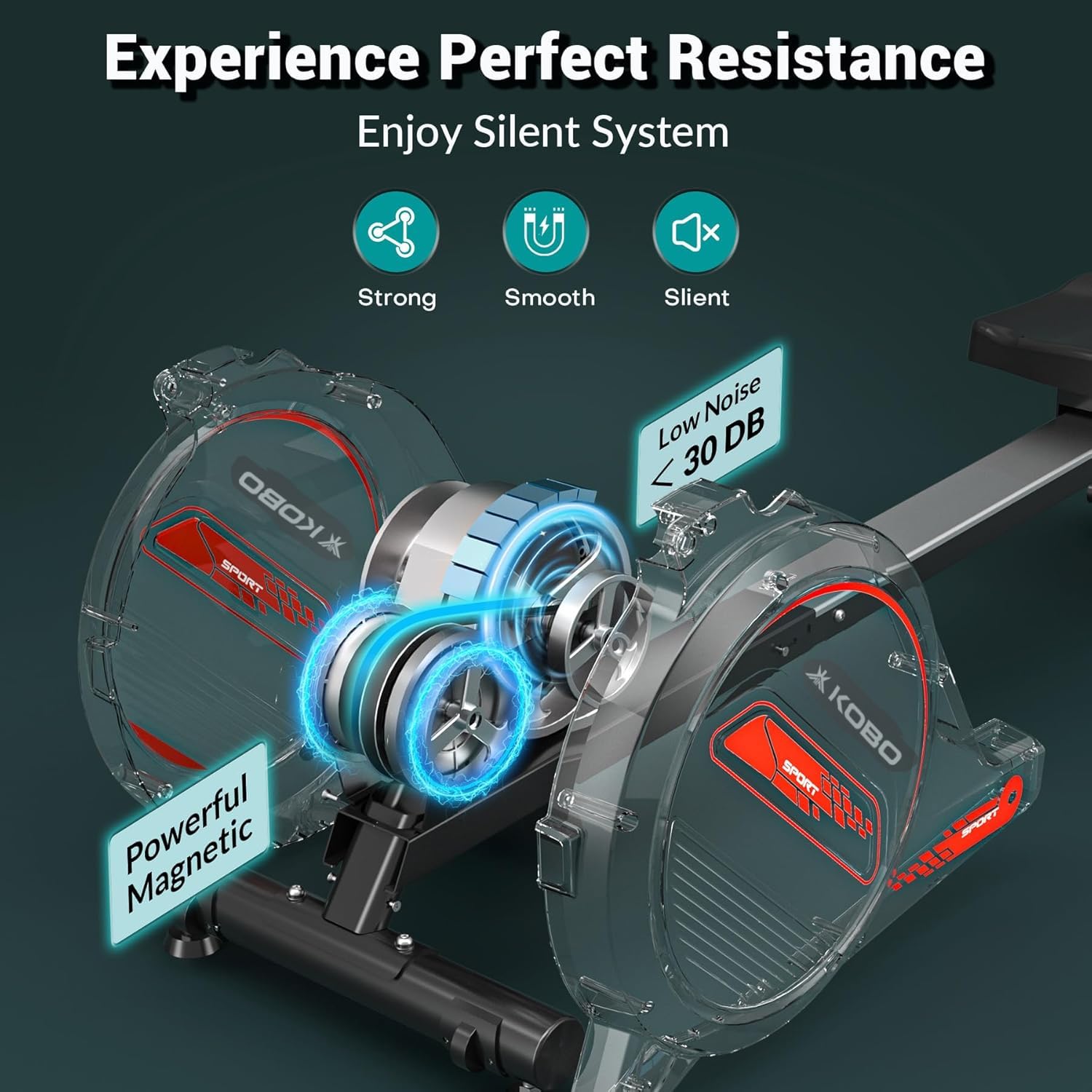 Kobo SmartRow DualGlide Magnetic Rower – 360° Rotating Handles, 8-Level Resistance, 120 kg Capacity