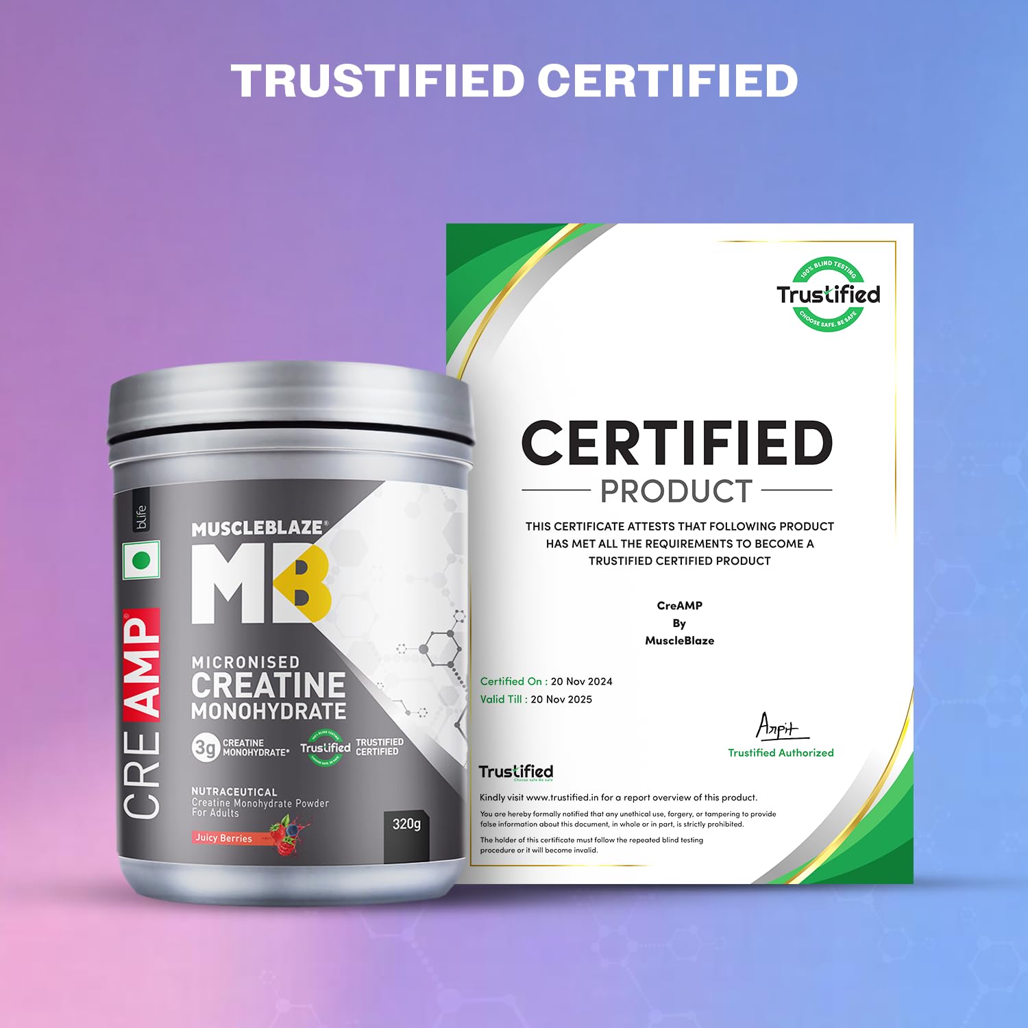 MuscleBlaze CreAMP Micronised Creatine Monohydrate – Trustified Certified, Unflavoured / Flavored, High Absorption Formula