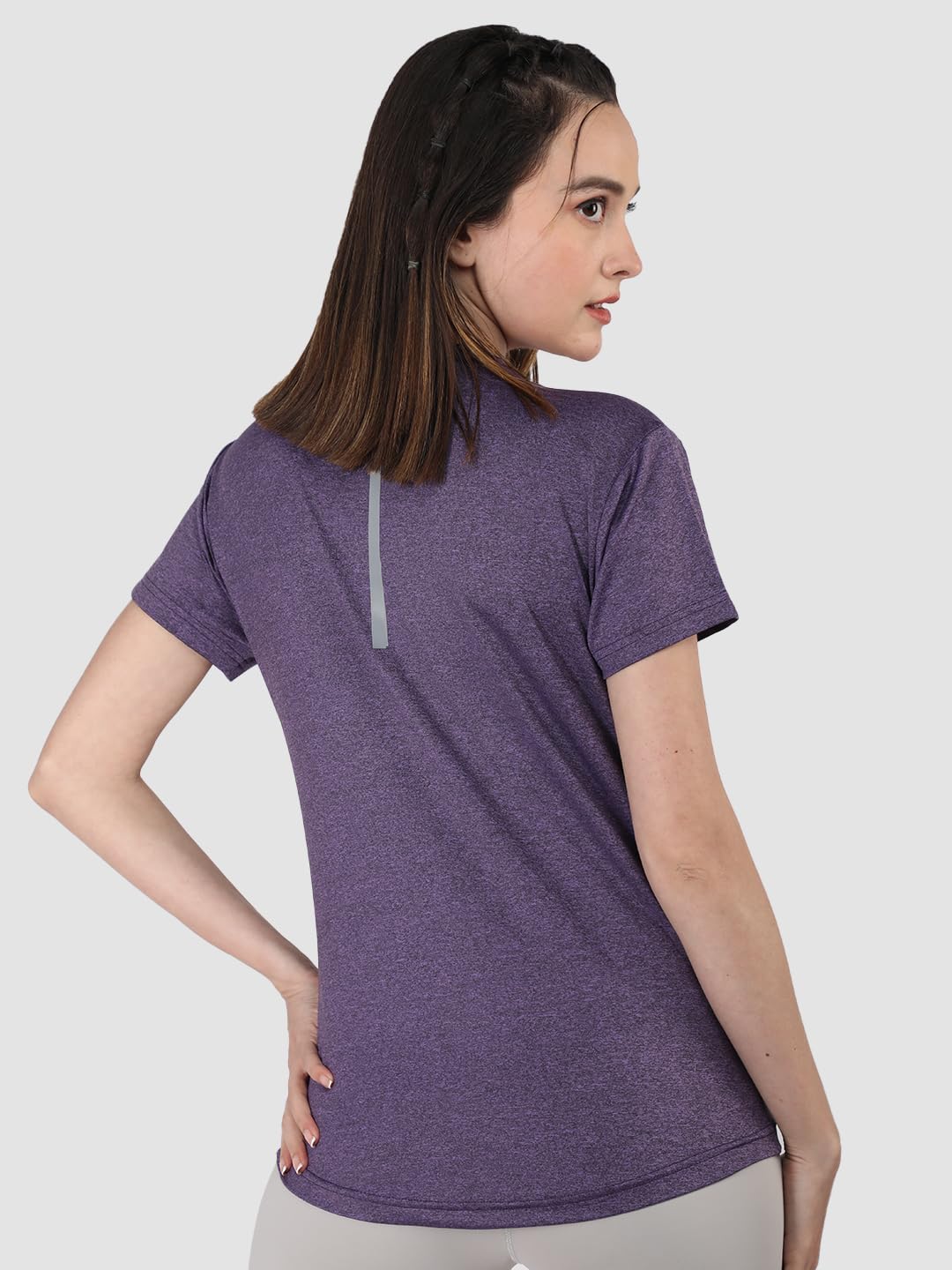 Chkokko Women's Selfpurple Active Sportswear Quick Dry Gym T-Shirt – Half Sleeve, Regular Fit
