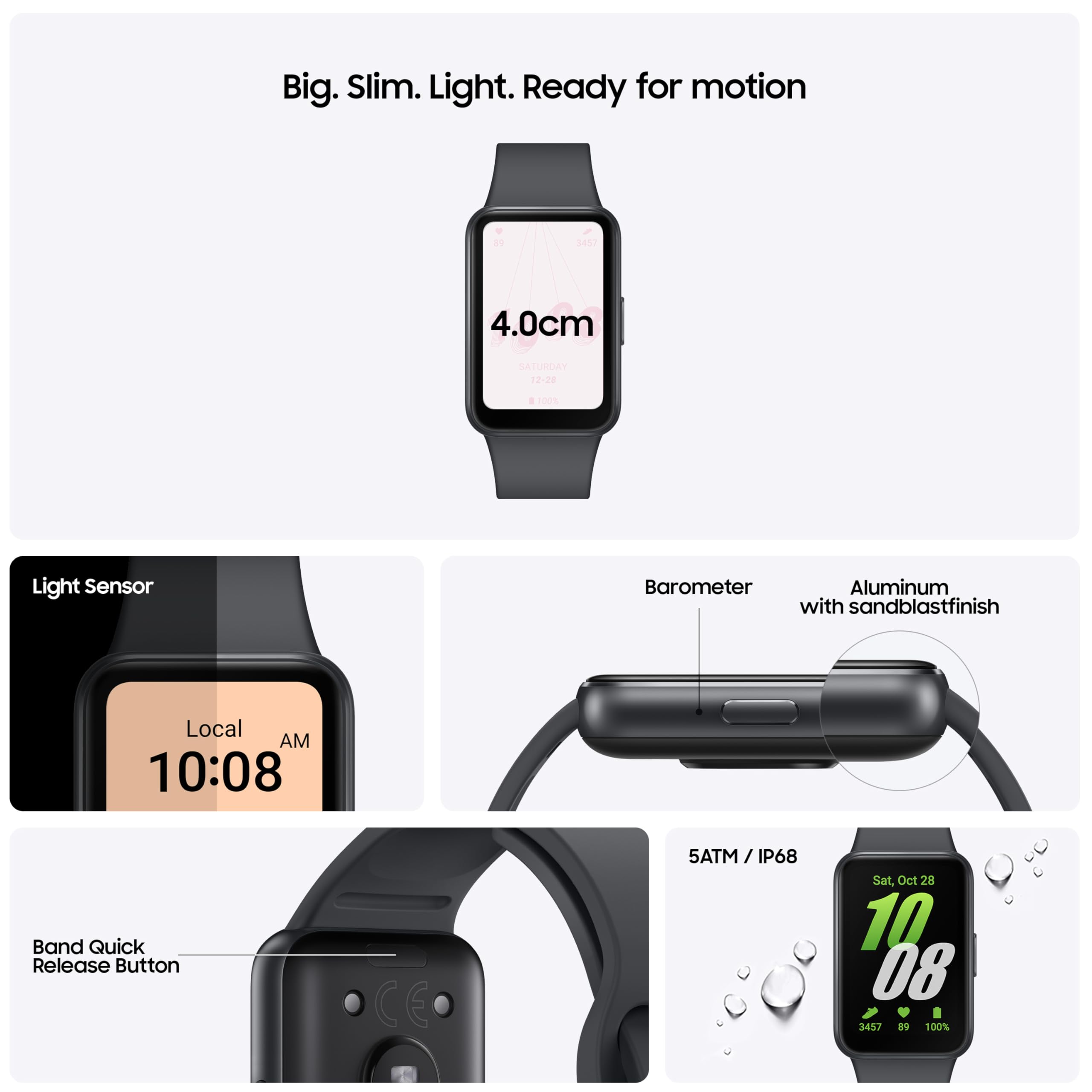 Samsung Galaxy Fit 3 – 1.6″ AMOLED Fitness Band, Aluminum Body, 13-Day Battery & Fast Charging