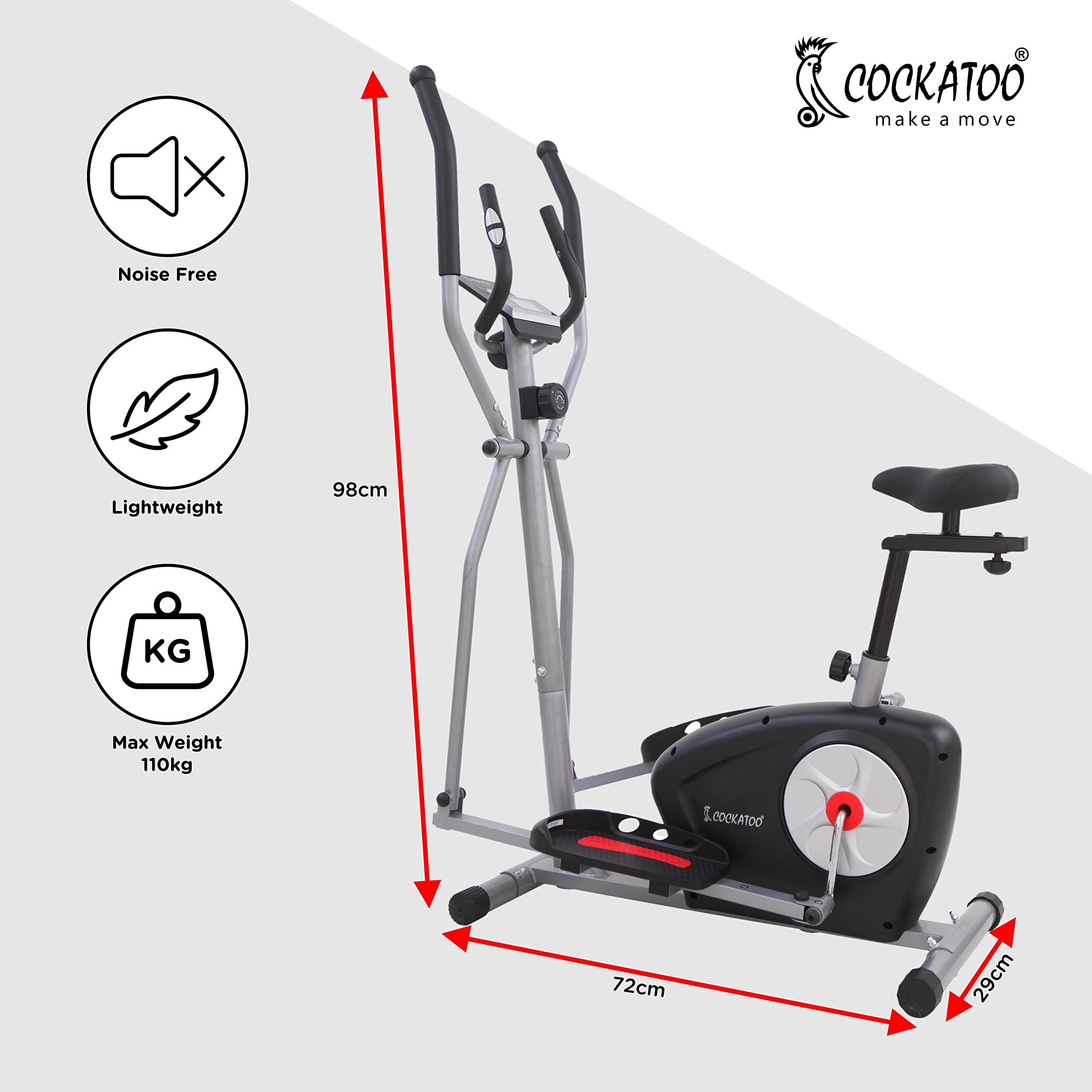 Cockatoo CE03Advance Smart Elliptical Cross Trainer – 6 kg Flywheel, 8 Magnetic Resistance Levels, Free Installation