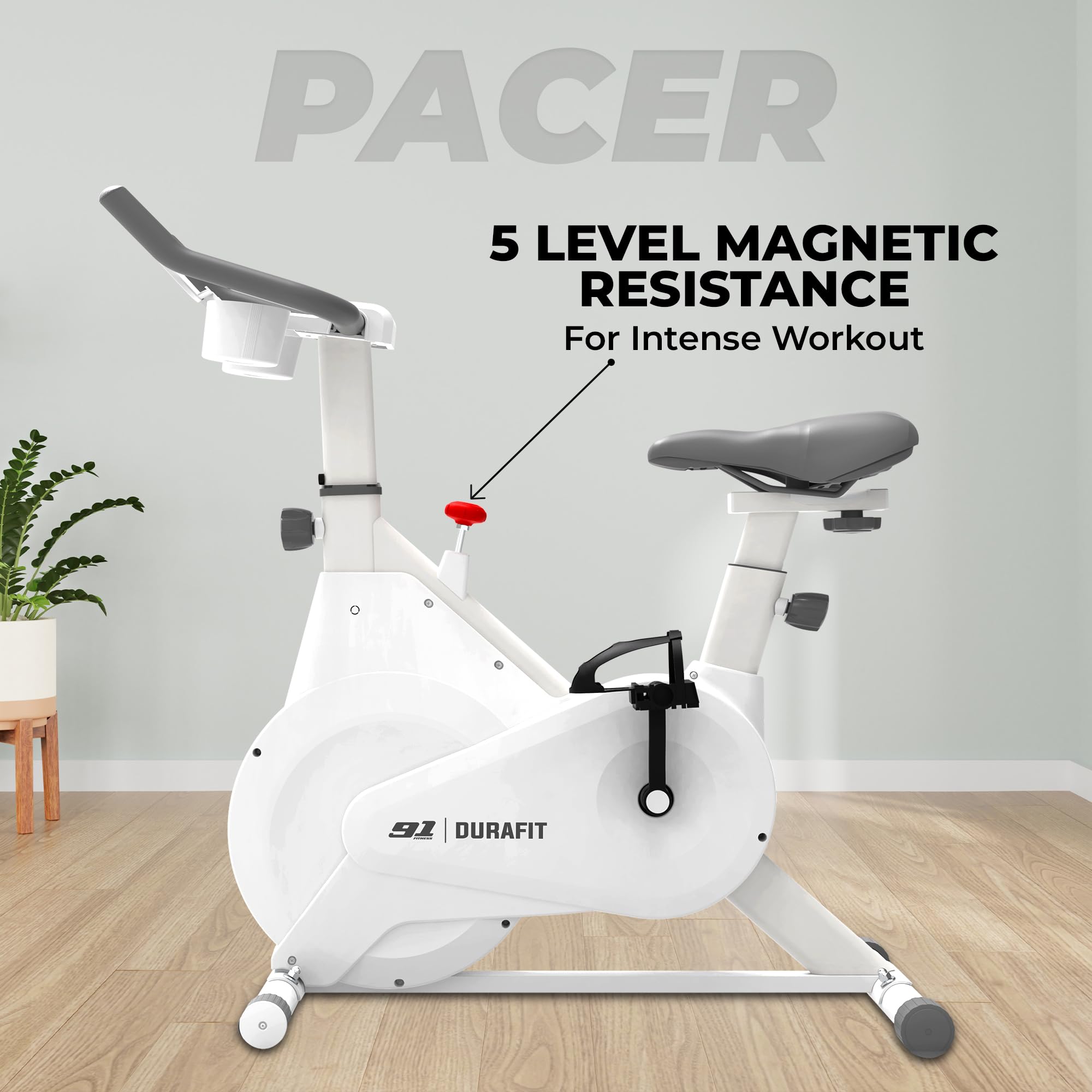 Durafit Pacer Spin Bike – 6 kg Flywheel, 5-Level Magnetic Resistance & LCD Display