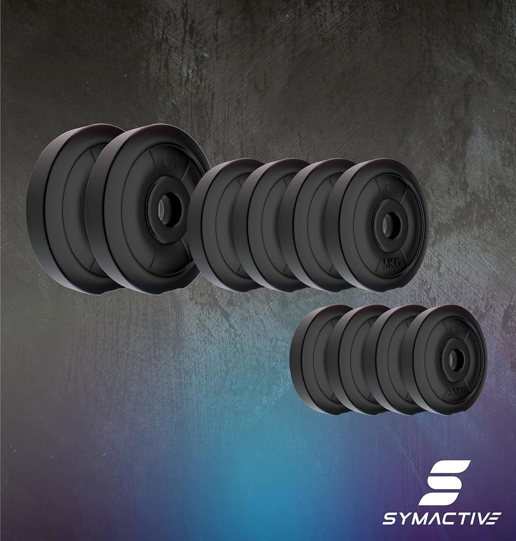 Amazon Brand Symactive 50 KG PVC Dumbbells & Accessories Set – Home Gym Kit with Skipping Rope, Gloves, Gripper & Gym Bag