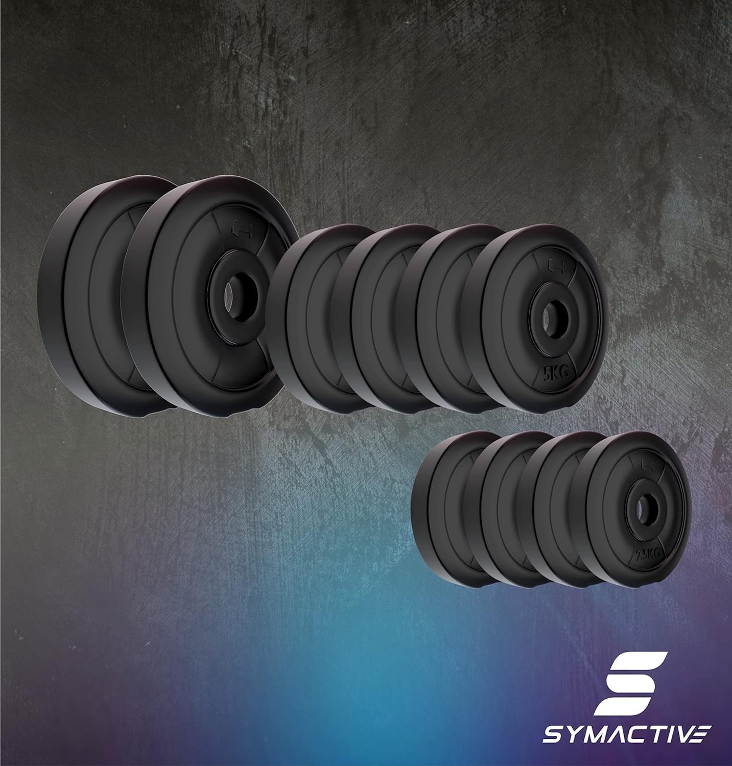 Amazon Brand Symactive 50 KG PVC Dumbbells & Accessories Set – Home Gym Kit with Skipping Rope, Gloves, Gripper & Gym Bag