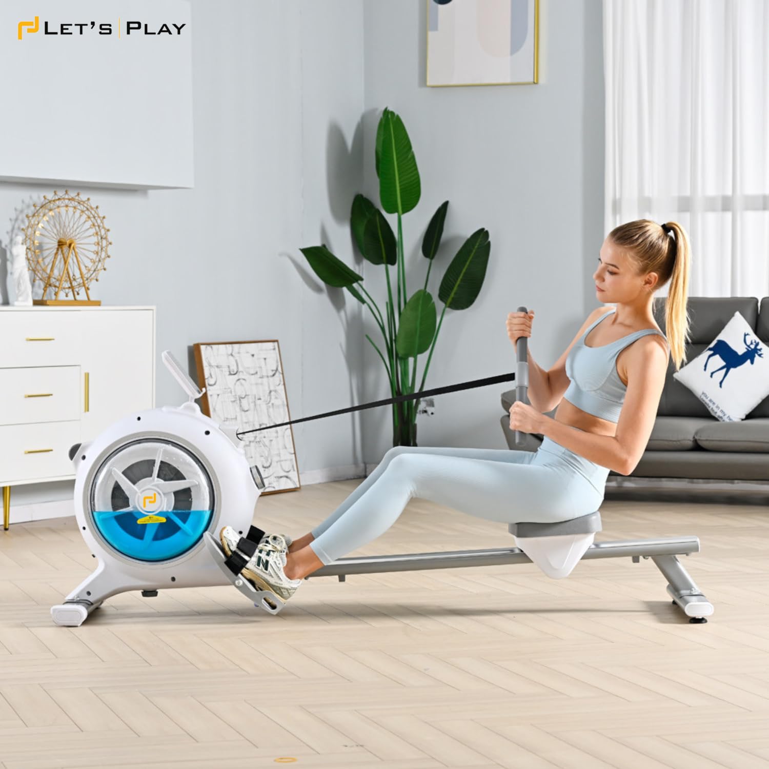 LETS Water Rower – Dual Water & Magnetic Resistance, Foldable Design, 120 kg Capacity