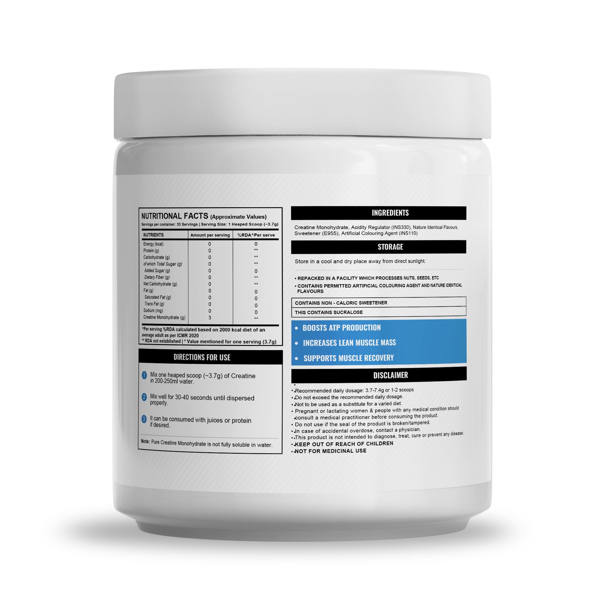 Wellcore Micronised Creatine Monohydrate – 100% Pure, Lab Tested, Rapid Absorption Powder (100 g / 33 Servings)