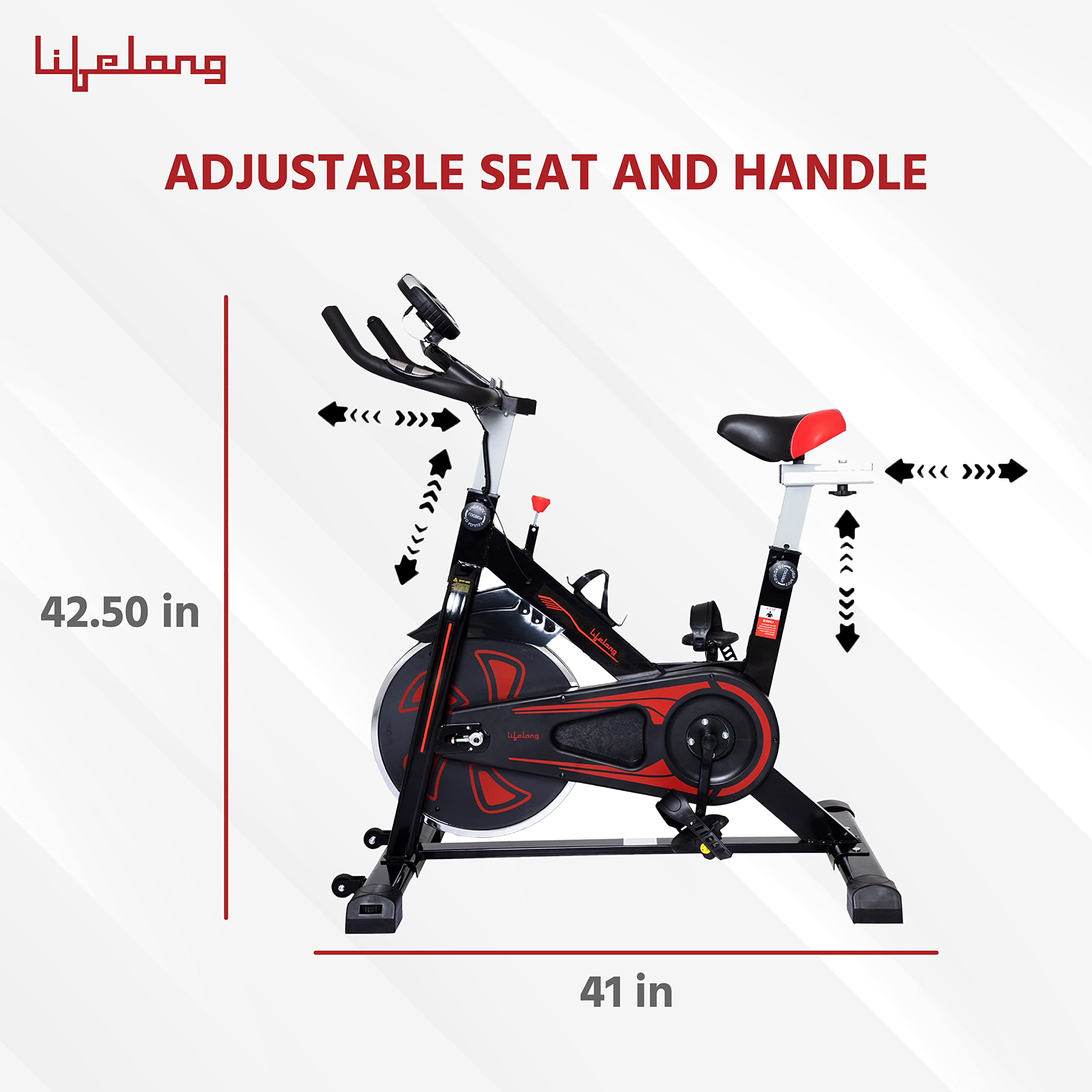 Lifelong LLF45 Fit Pro Spin Bike – 6 kg Flywheel, Adjustable Resistance & Heart-Rate Sensor