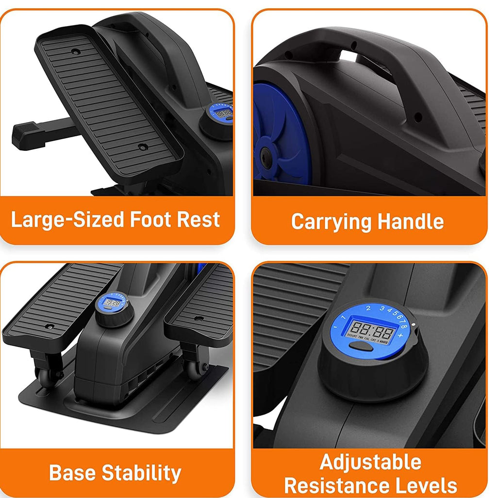 Dolphy Portable Mini Magnetic Elliptical – 8 Resistance Levels, LCD Monitor, Compact & Quiet