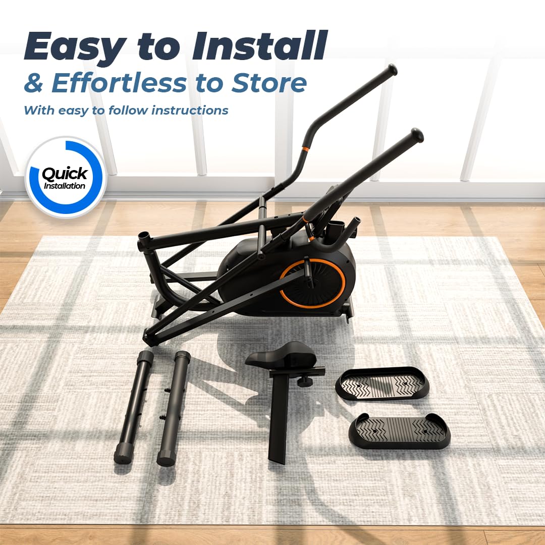 Flexnest Flextrainer EZ Bluetooth Elliptical – 8-Level Magnetic Resistance, 120 kg Capacity, App-Controlled Rides