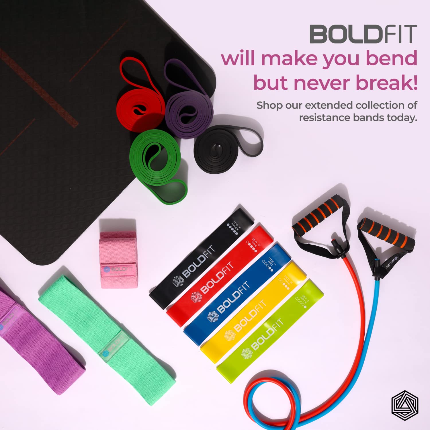 Boldfit Fabric Resistance Band – Mini Loop Hip Band (Light, Medium & Heavy Options)