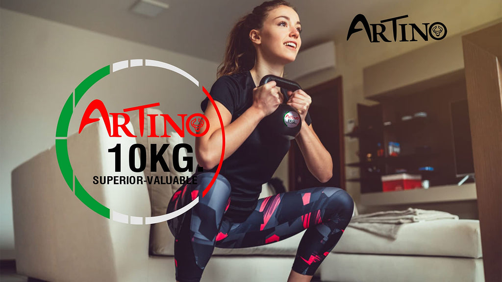 Artino Black Long Lasting 10 Kg PVC Kettlebell – Durable Weight for Full-Body Workout, Cross-Training, Weight Loss & Strength Training