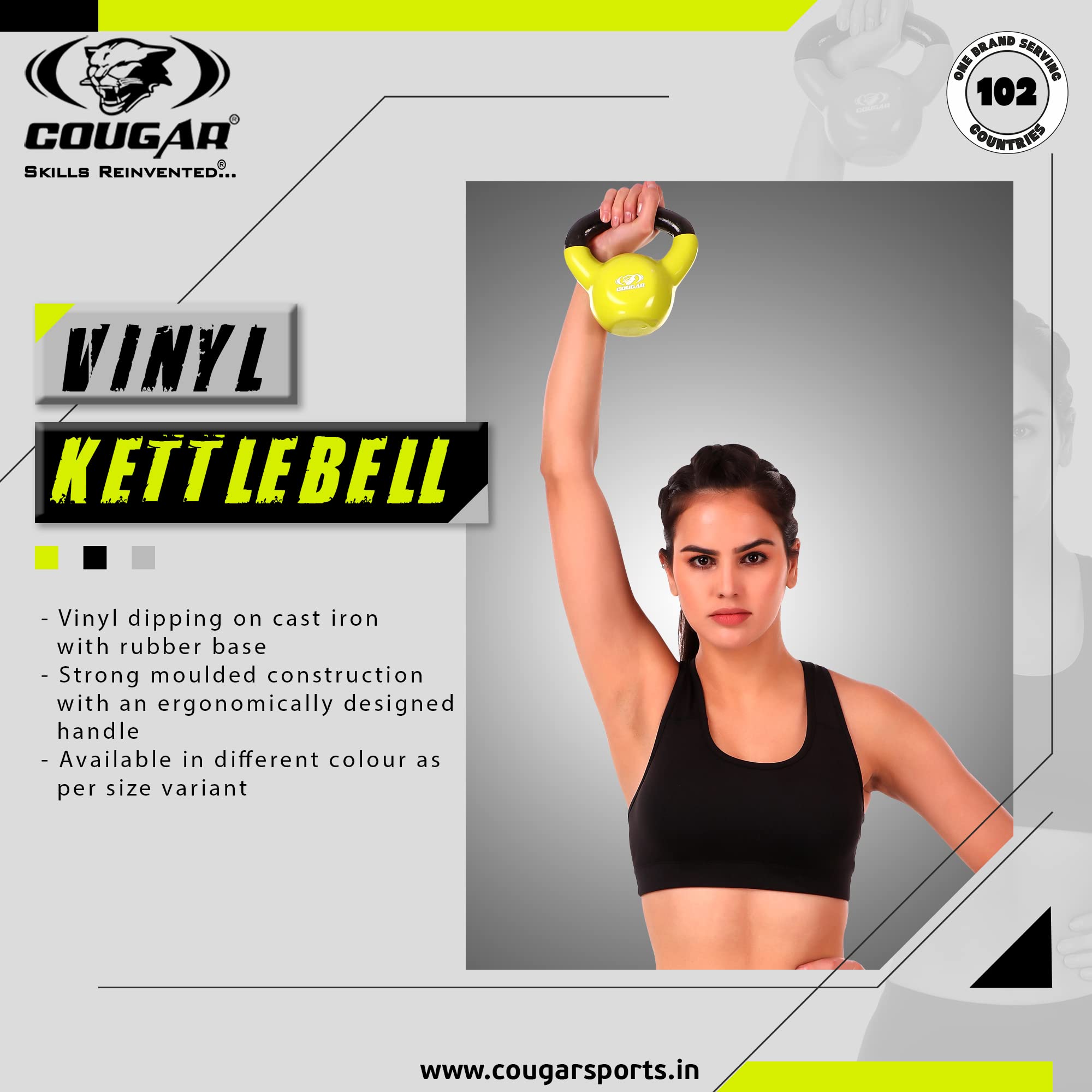 Cougar Vinyl-Coated Cast Iron Kettlebell – Durable Weight for Strength Training