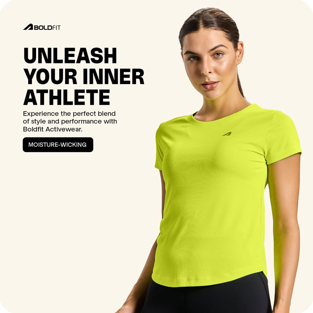 Boldfit Women’s Quick-Dry Active T-Shirt – Lightweight, Breathable Gym & Running Tee
