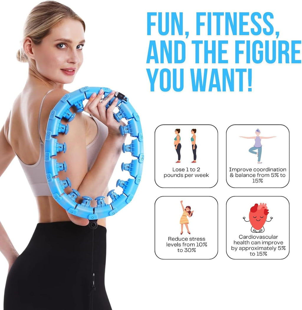 BHUMLO Smart Infinity Weighted Hula Hoop for Adults – Adjustable Waist Fitness Hoop