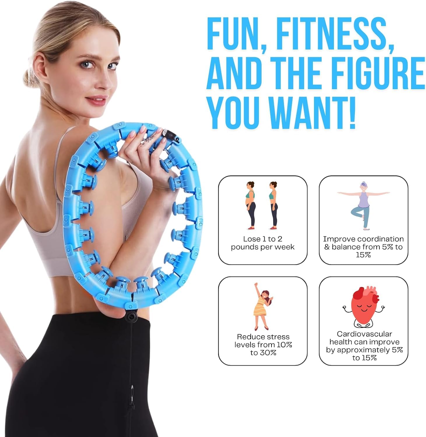 BHUMLO Smart Infinity Weighted Hula Hoop for Adults – Adjustable Waist Fitness Hoop