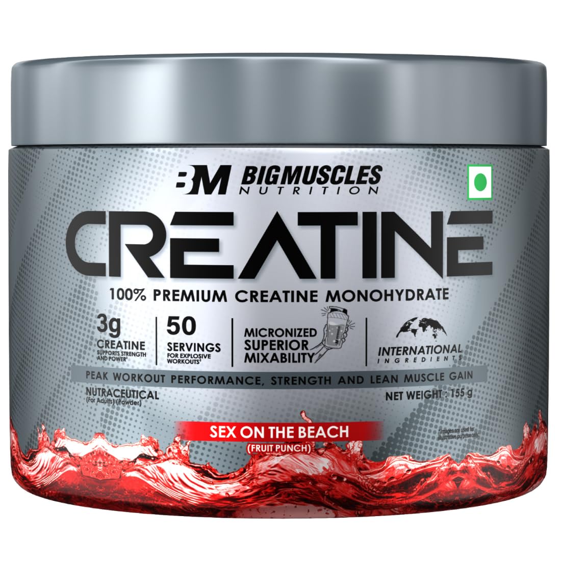 Bigmuscles Nutrition Micronised Creatine Monohydrate – 100 g Pure Creatine Powder (Approx. 33 Servings) – Strength • Recovery • Performance