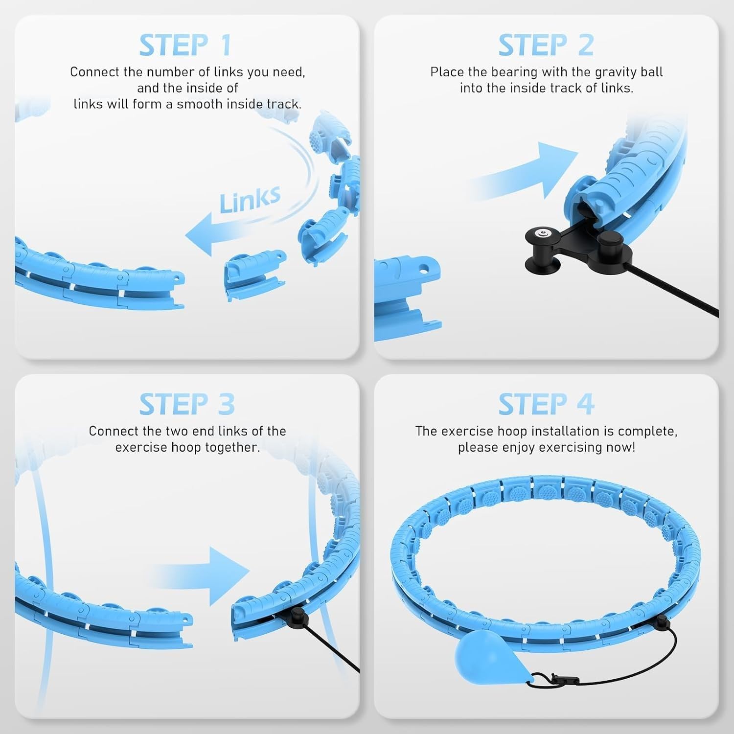 BHUMLO Smart Infinity Weighted Hula Hoop for Adults – Adjustable Waist Fitness Hoop