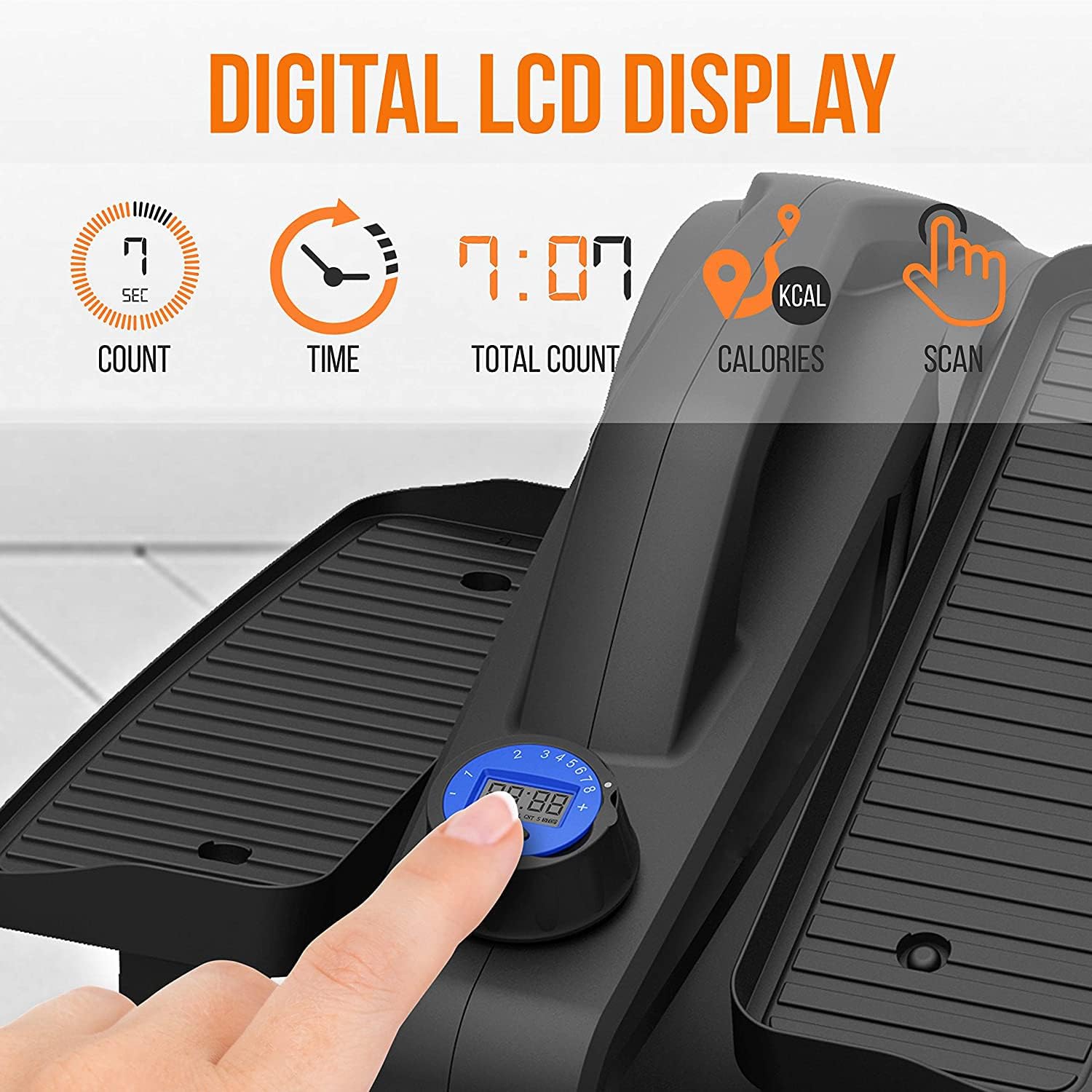 Dolphy Portable Mini Magnetic Elliptical – 8 Resistance Levels, LCD Monitor, Compact & Quiet