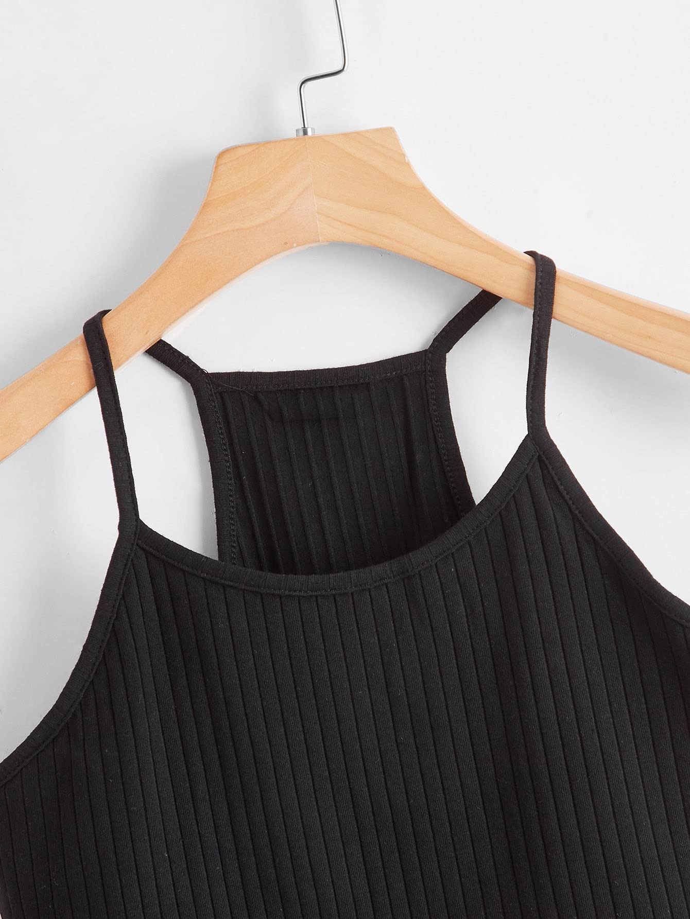 Aahwan Solid Black Racerback Ribbed Slim Fit Tank Top – Women's & Girls (Model 208, Size S)