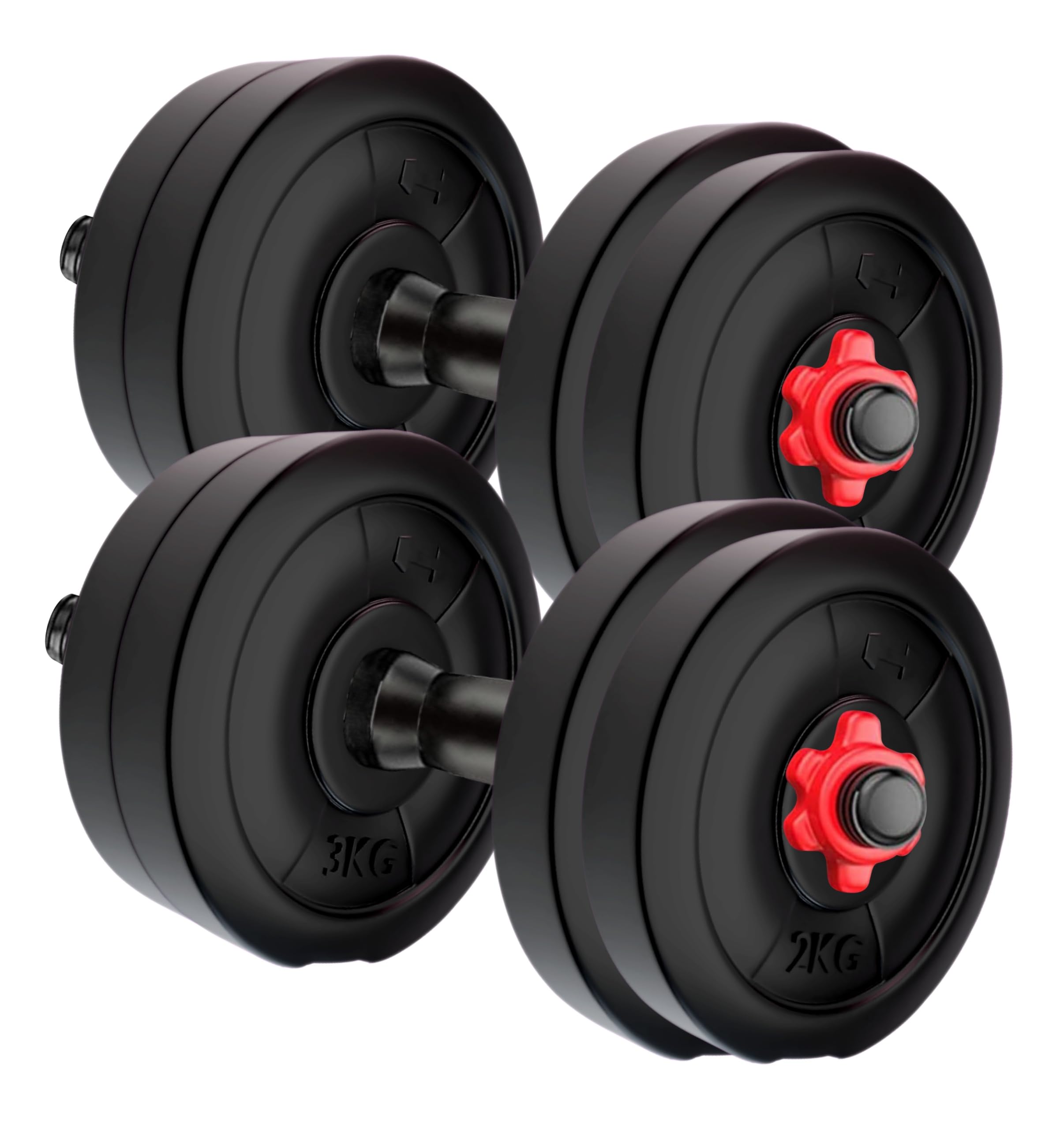 Amazon Brand Symactive Adjustable Dumbbell Set – 20 kg PVC Weights with 14″ Rods & Nuts