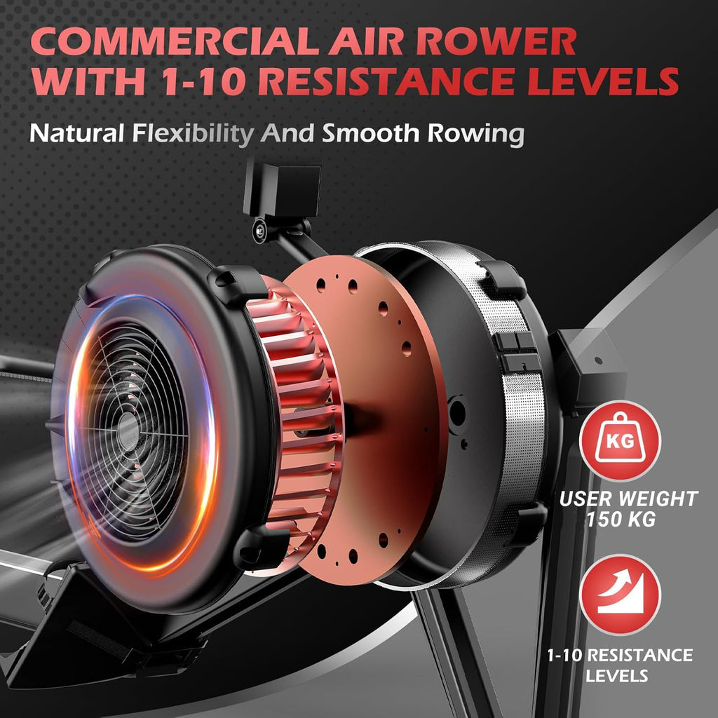 Let’s Play ARCONCEPT2 Air Rower – 10-Level Air Resistance, Foldable Design, LCD Performance Monitor