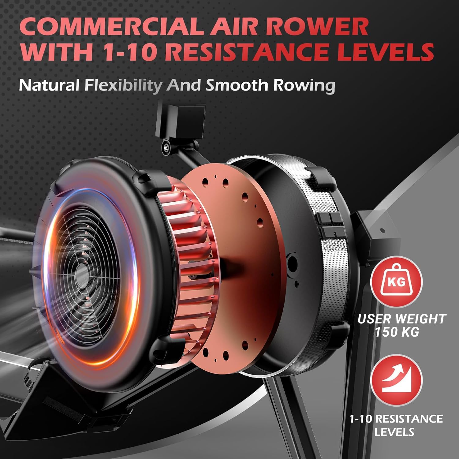Let’s Play ARCONCEPT2 Air Rower – 10-Level Air Resistance, Foldable Design, LCD Performance Monitor