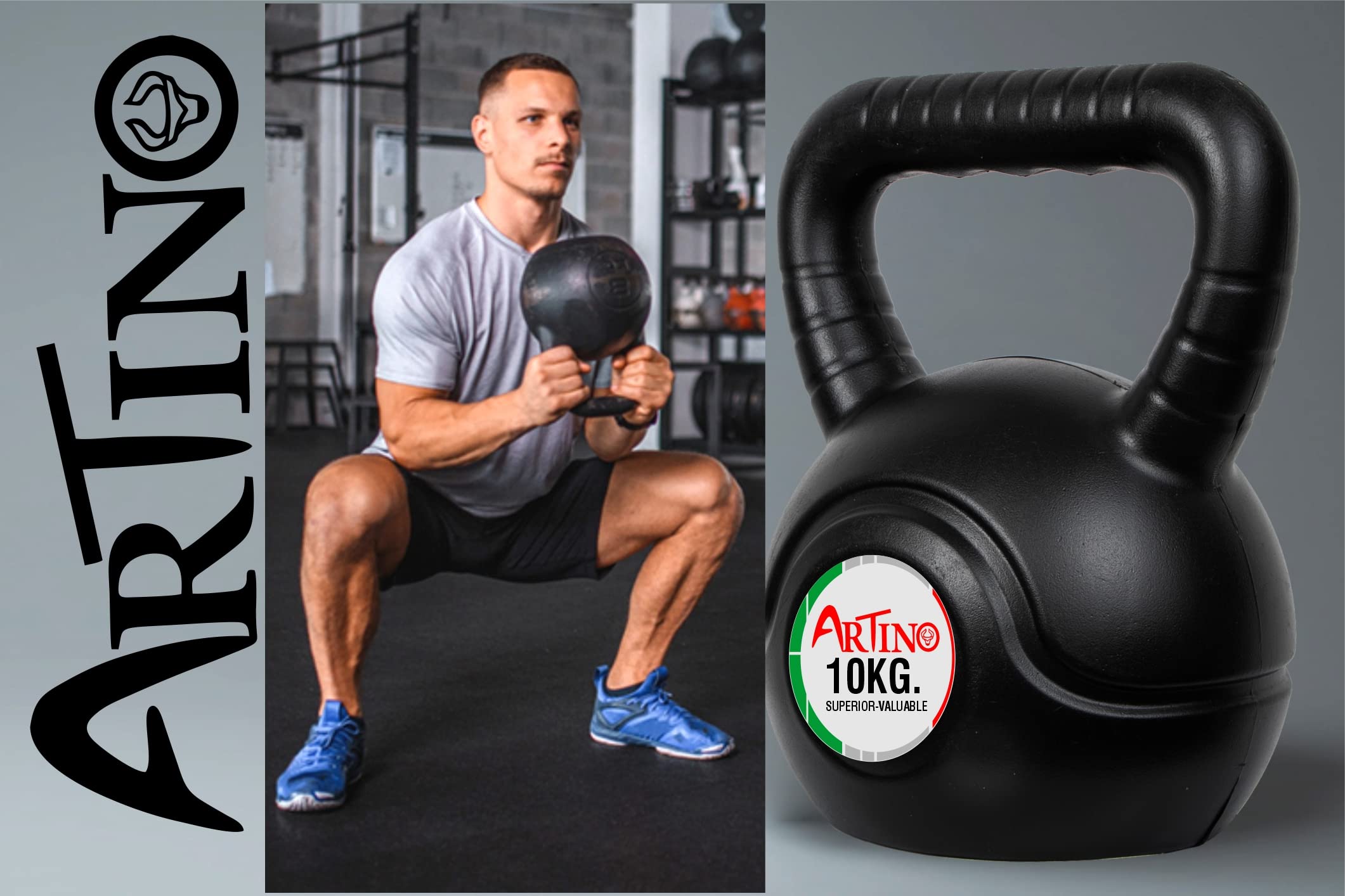 Artino Black Long Lasting 10 Kg PVC Kettlebell – Durable Weight for Full-Body Workout, Cross-Training, Weight Loss & Strength Training