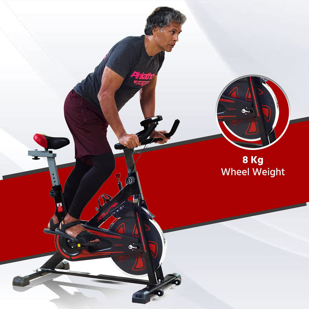 Lifelong LLF89 Fit Pro Spin Bike – 8 kg Flywheel, LCD Monitor & Heart-Rate Sensor