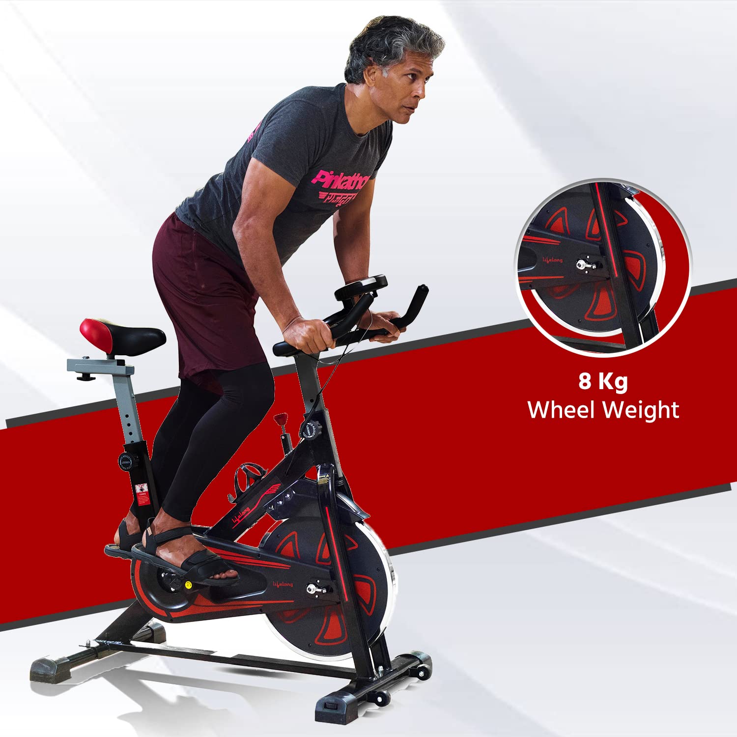 Lifelong LLF89 Fit Pro Spin Bike – 8 kg Flywheel, LCD Monitor & Heart-Rate Sensor
