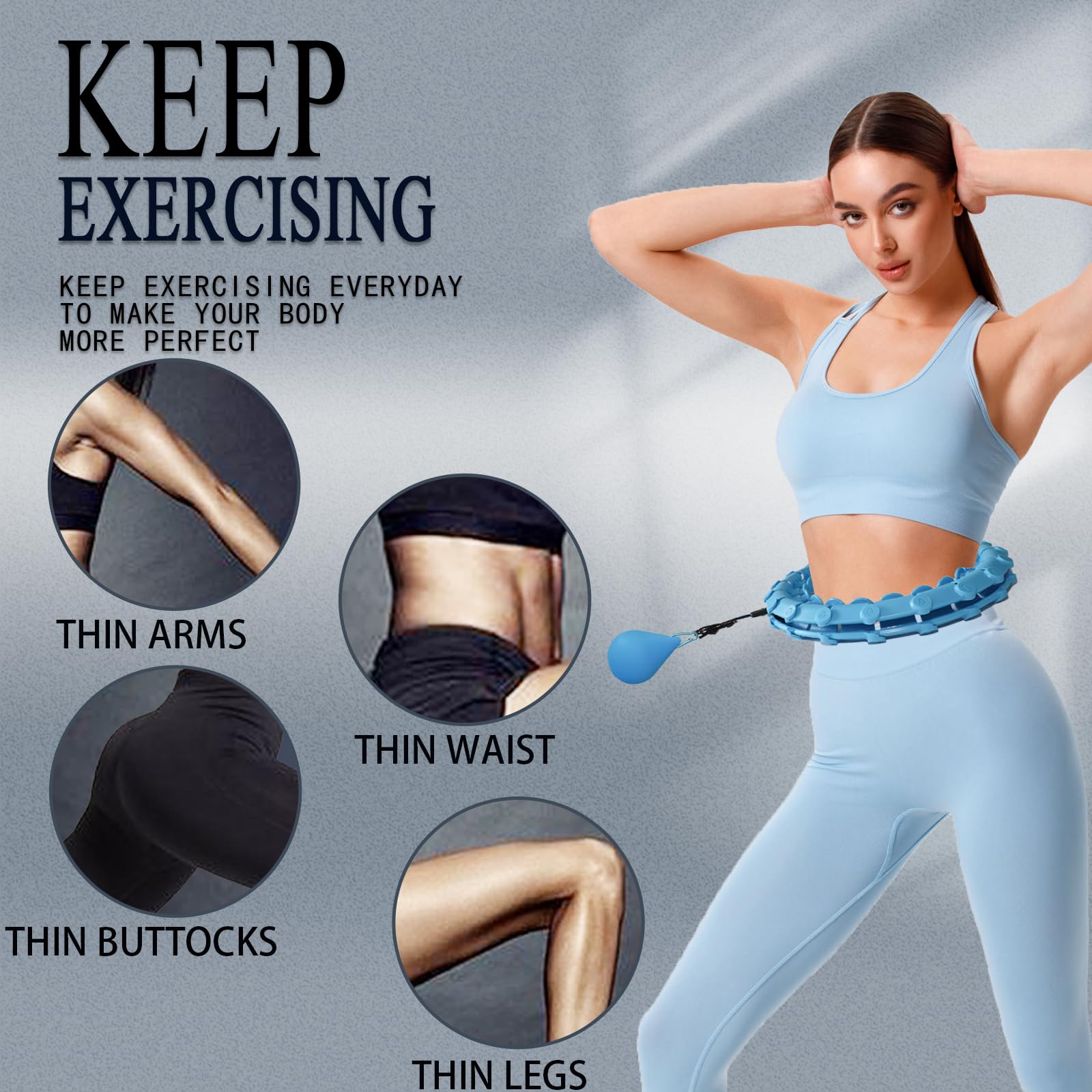Dumoyi Smart Weighted Infinity Fitness Hoop – 24-Segment Adjustable Waist Hoop with Massage Rollers
