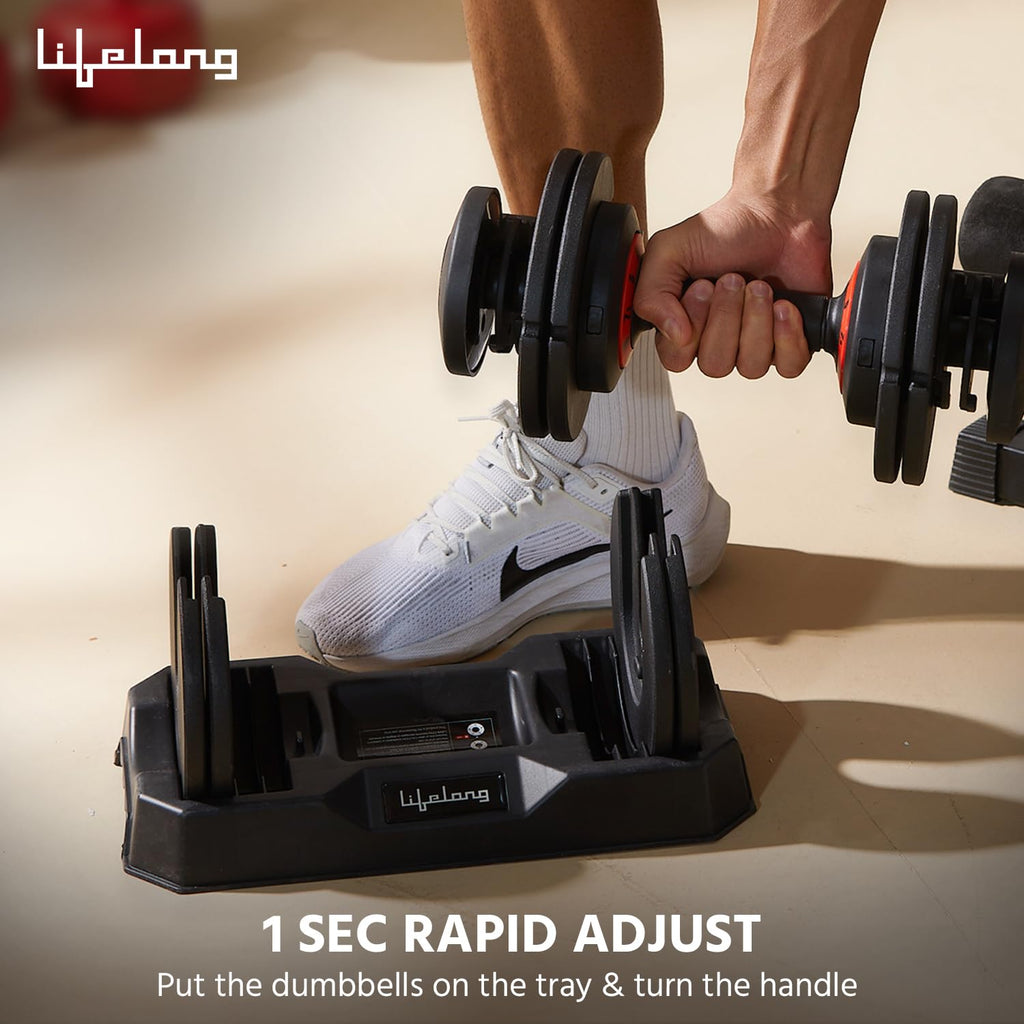 Lifelong Adjustable Dumbbells – 2.3 kg to 20 kg in One Compact Set
