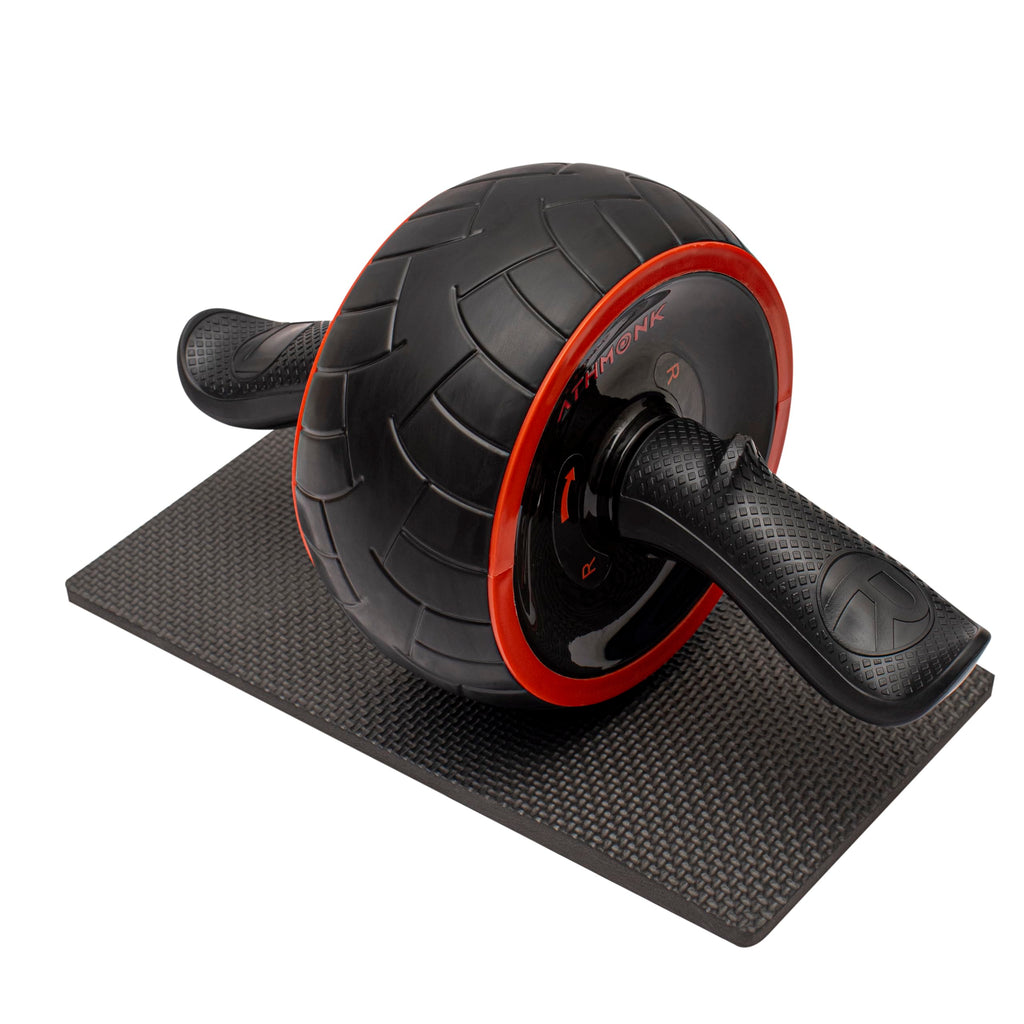 Athmonk Abs Wheel Exerciser – Automatic Rebound Ab Roller for Core Strength, Belly Fat Reduction & Full-Body Toning (Includes Knee Pad & Carry Pouch)