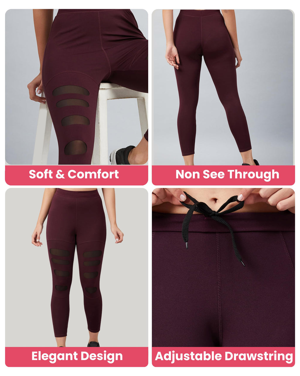 BLINKIN Women’s Patchwork & Mesh Fitness Leggings – 4-Way Stretch (M–XXL)