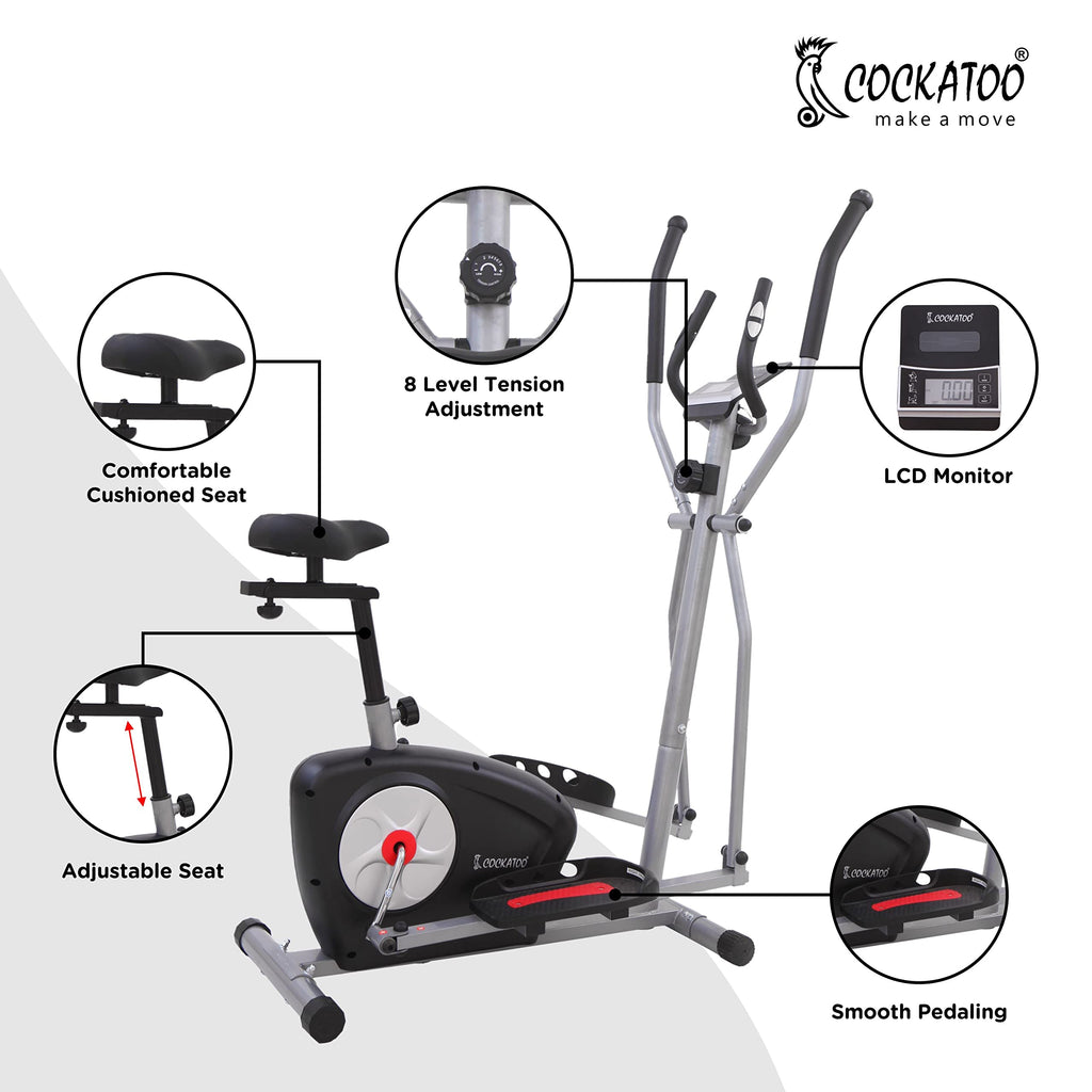 Cockatoo CE03Advance Smart Elliptical Cross Trainer – 6 kg Flywheel, 8 Magnetic Resistance Levels, Free Installation