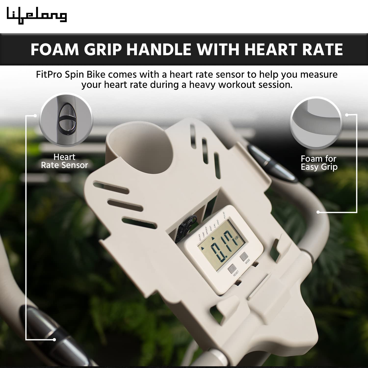Lifelong LLSB06 Fit Pro Spin Bike – 8 kg Flywheel, Heart-Rate Sensor & LCD Monitor