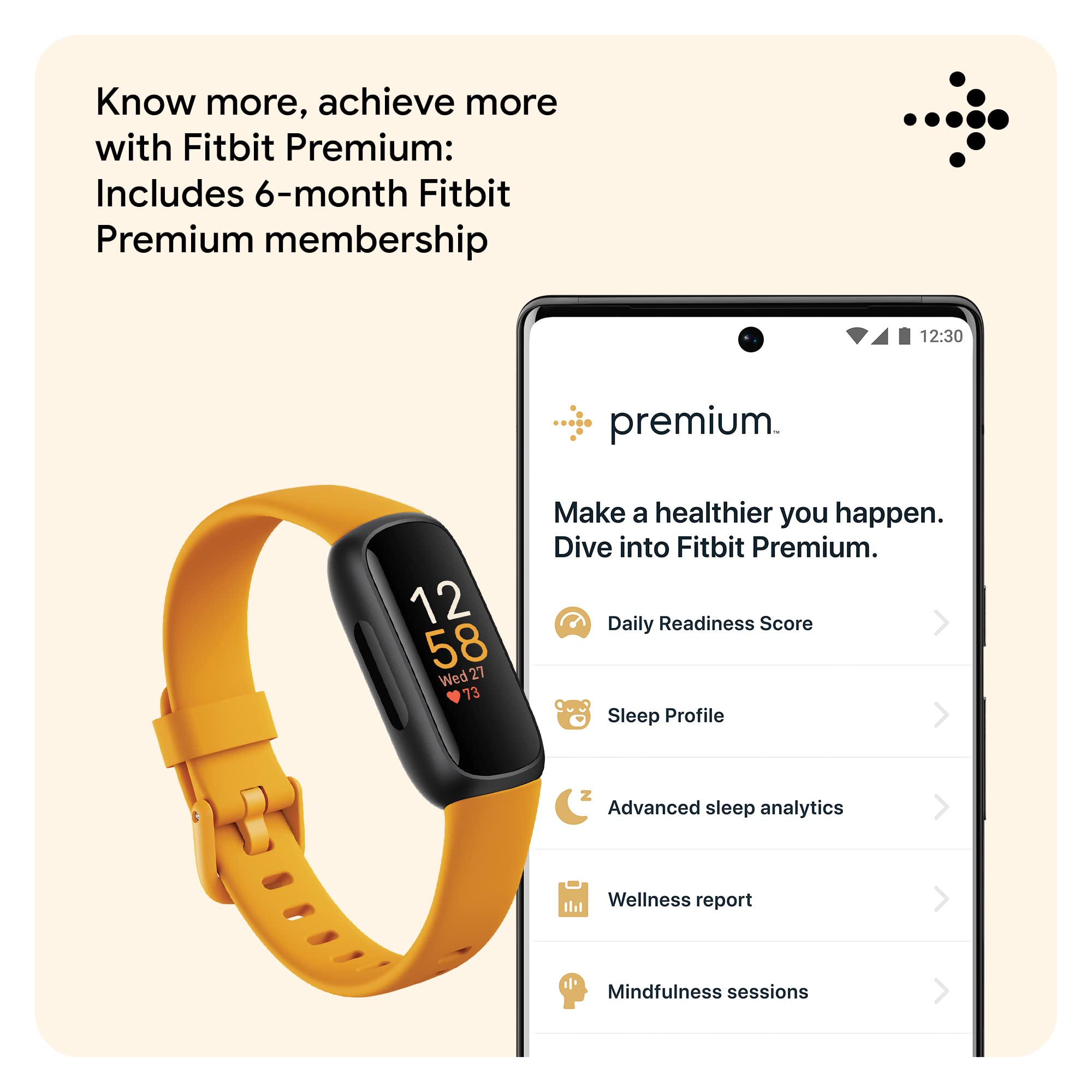 Fitbit Inspire 3 – Slim Fitness Band with 24/7 Heart Rate, Stress & Sleep Tracking