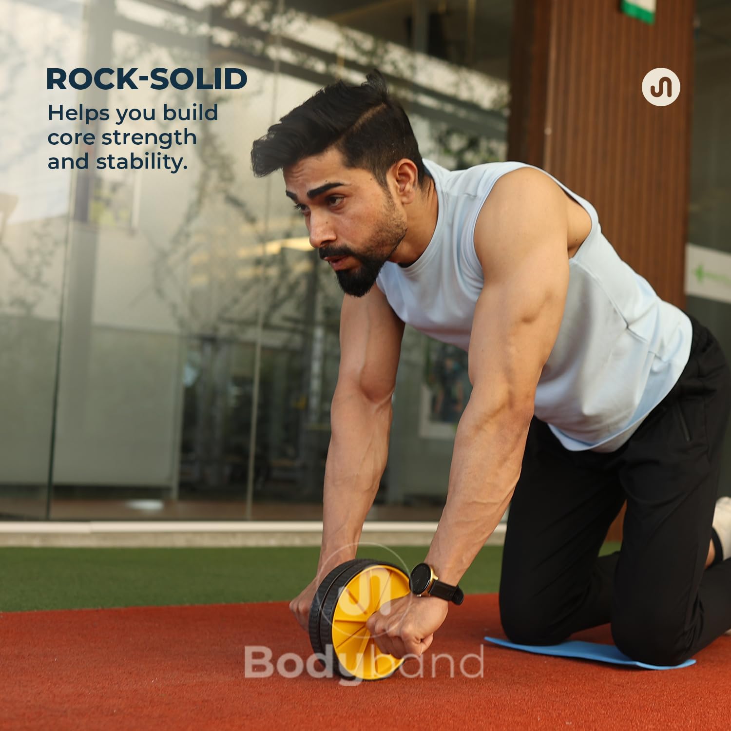 Bodyband Abs Roller – Black/Yellow Plastic Ab Wheel (Max Load 100 kg)