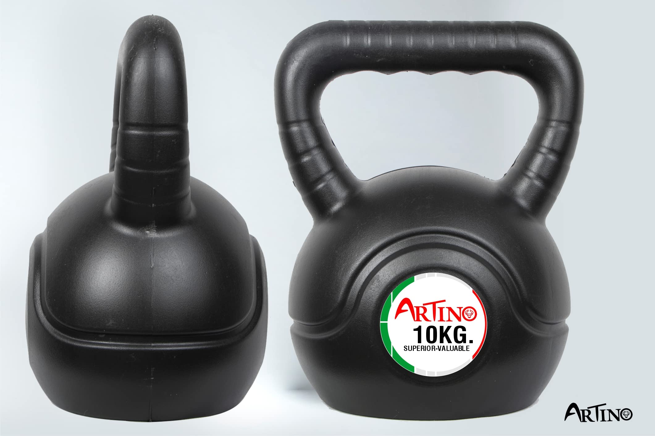 Artino Black Long Lasting 10 Kg PVC Kettlebell – Durable Weight for Full-Body Workout, Cross-Training, Weight Loss & Strength Training