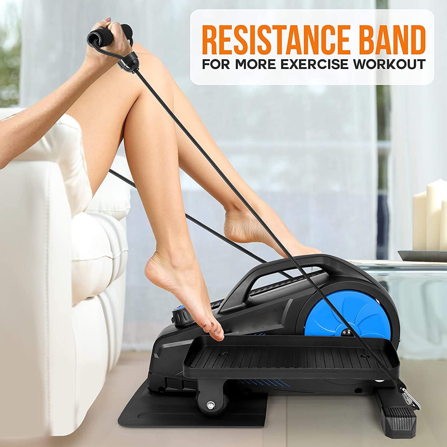 Dolphy Portable Mini Magnetic Elliptical – 8 Resistance Levels, LCD Monitor, Compact & Quiet