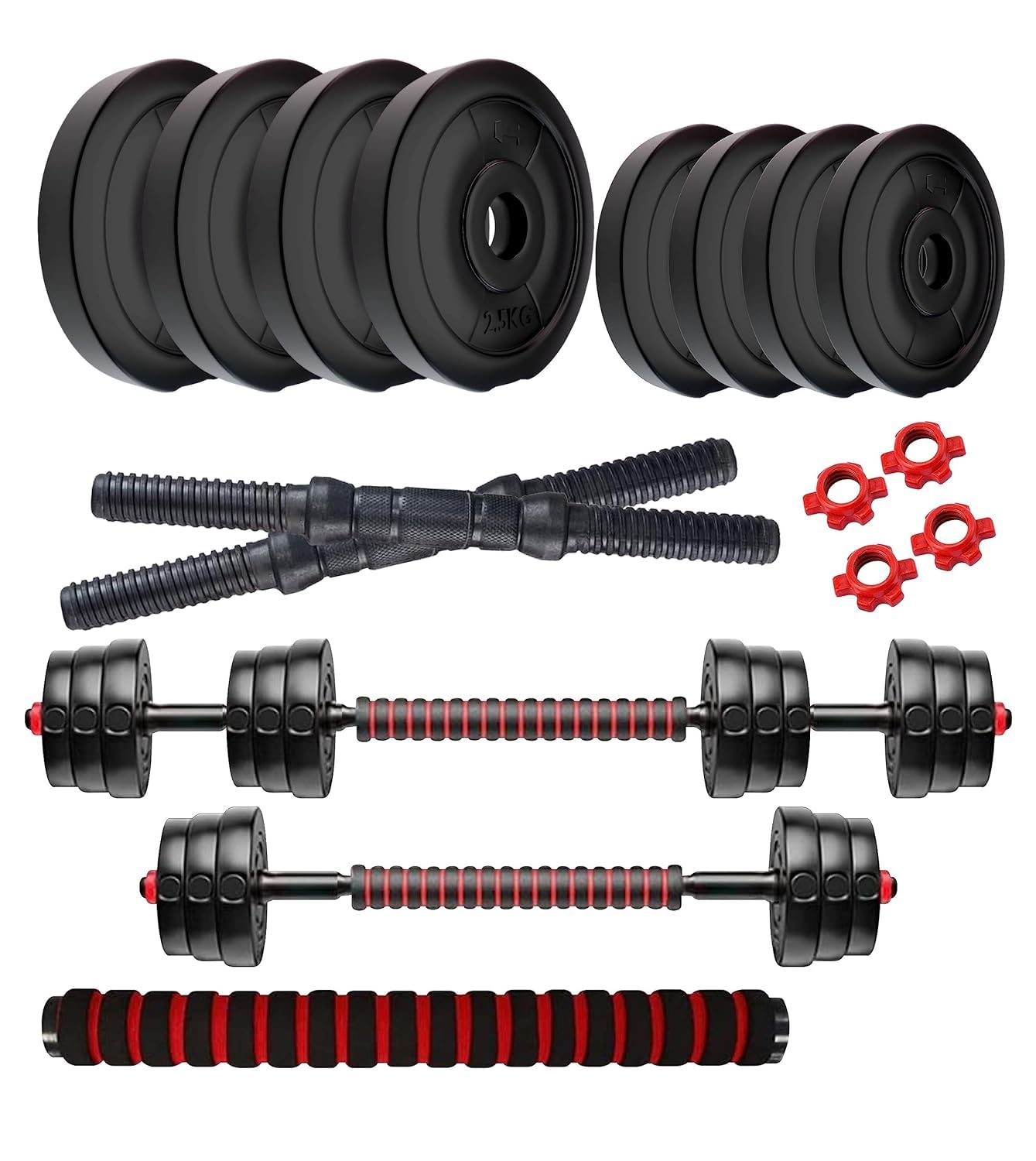 Amazon Brand Symactive 3-in-1 Convertible Dumbbells Set – PVC Home Gym Weight Kit