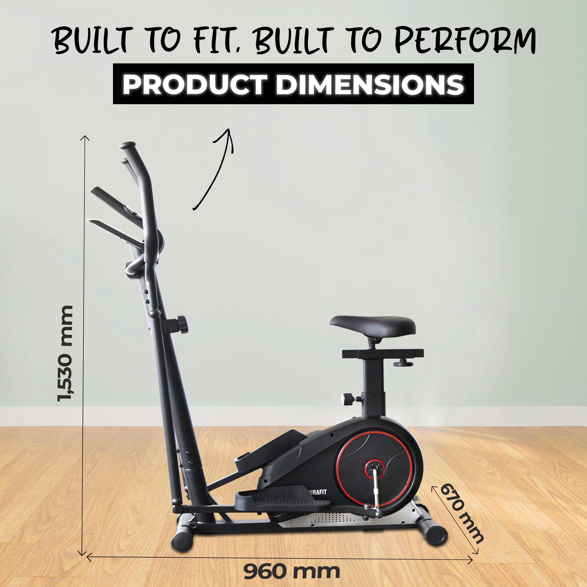 Durafit Adjustable Magnetic Elliptical Trainer – 8 Resistance Levels, LCD, 120 kg Capacity