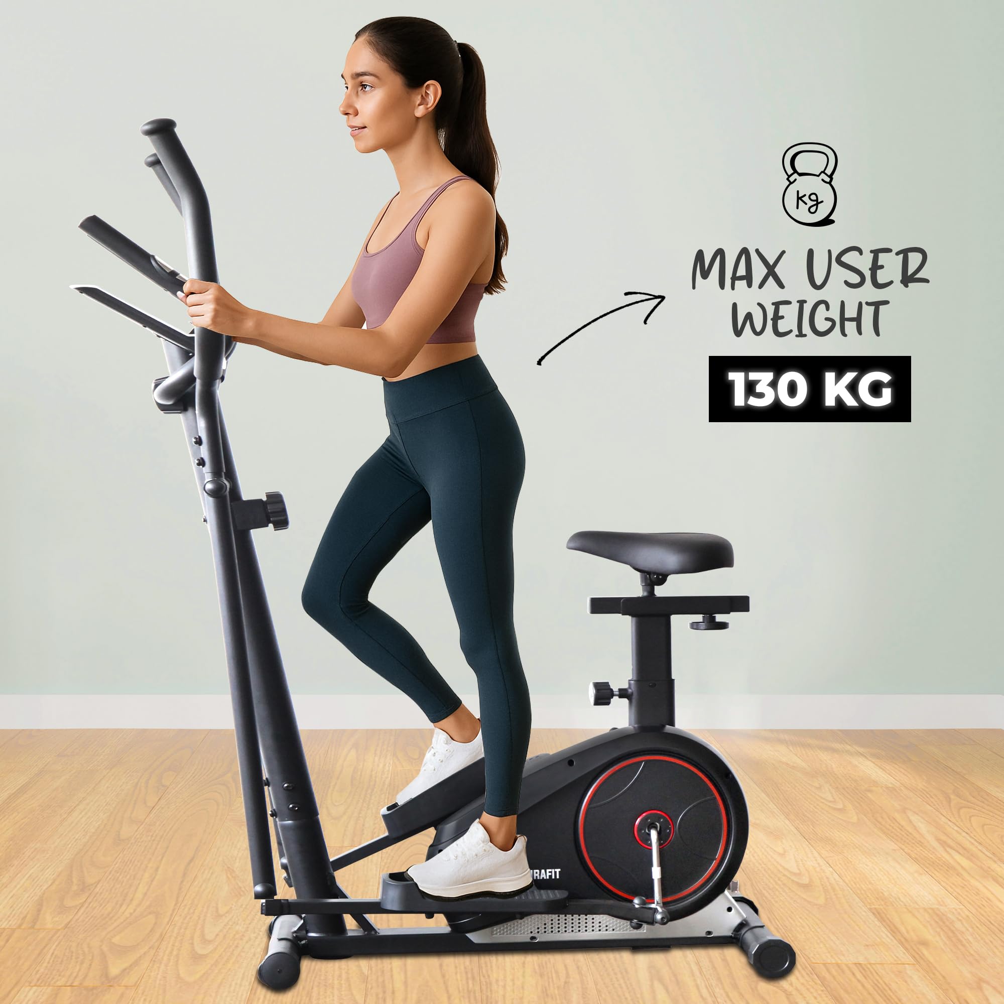 Durafit Adjustable Magnetic Elliptical Trainer – 8 Resistance Levels, LCD, 120 kg Capacity
