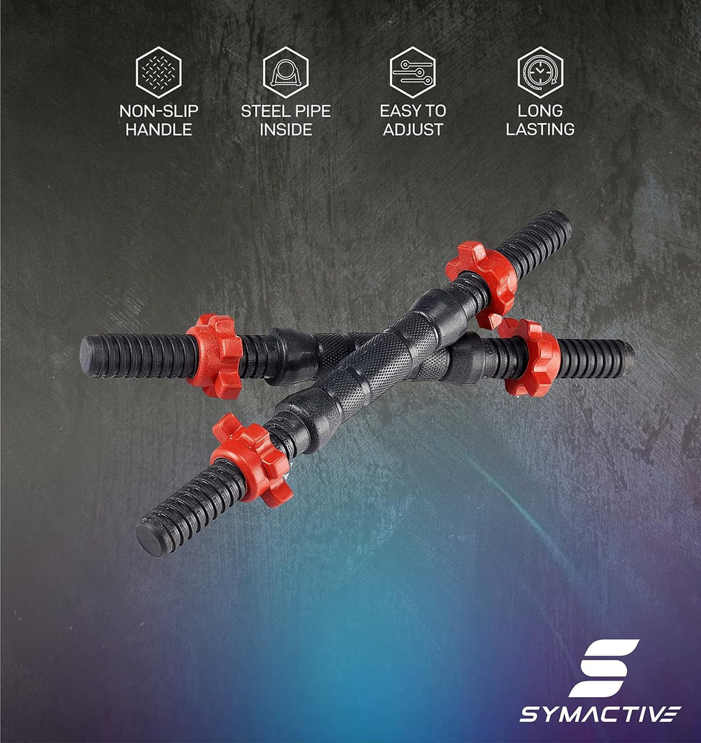 Amazon Brand Symactive Adjustable Dumbbell Set – 20 kg PVC Weights with 14″ Rods & Nuts